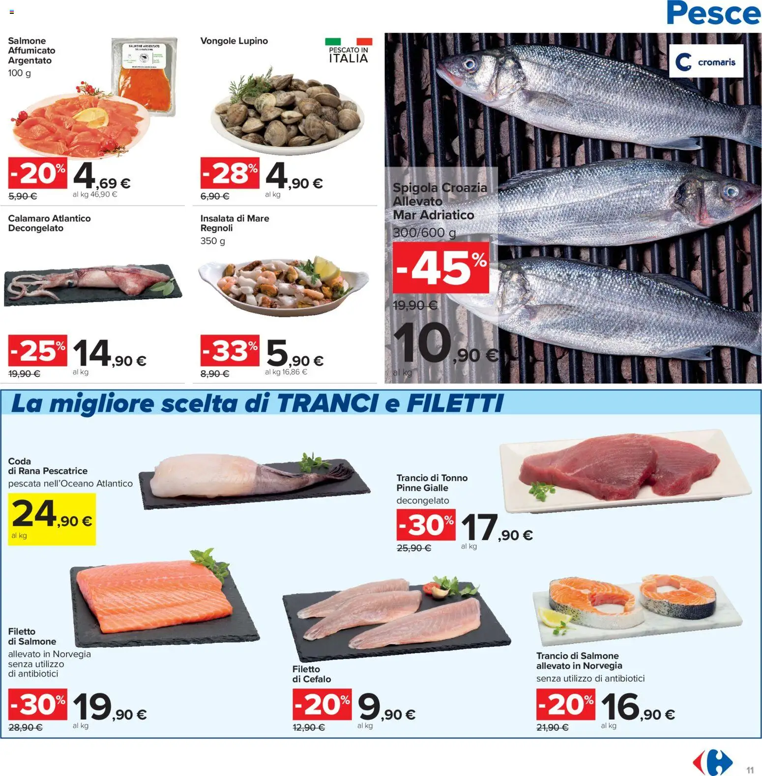 Volantino Carrefour del 16.06.2026 | Pagina: 11 | Prodotti: Pesce, Vongole, Insalata, Spigola