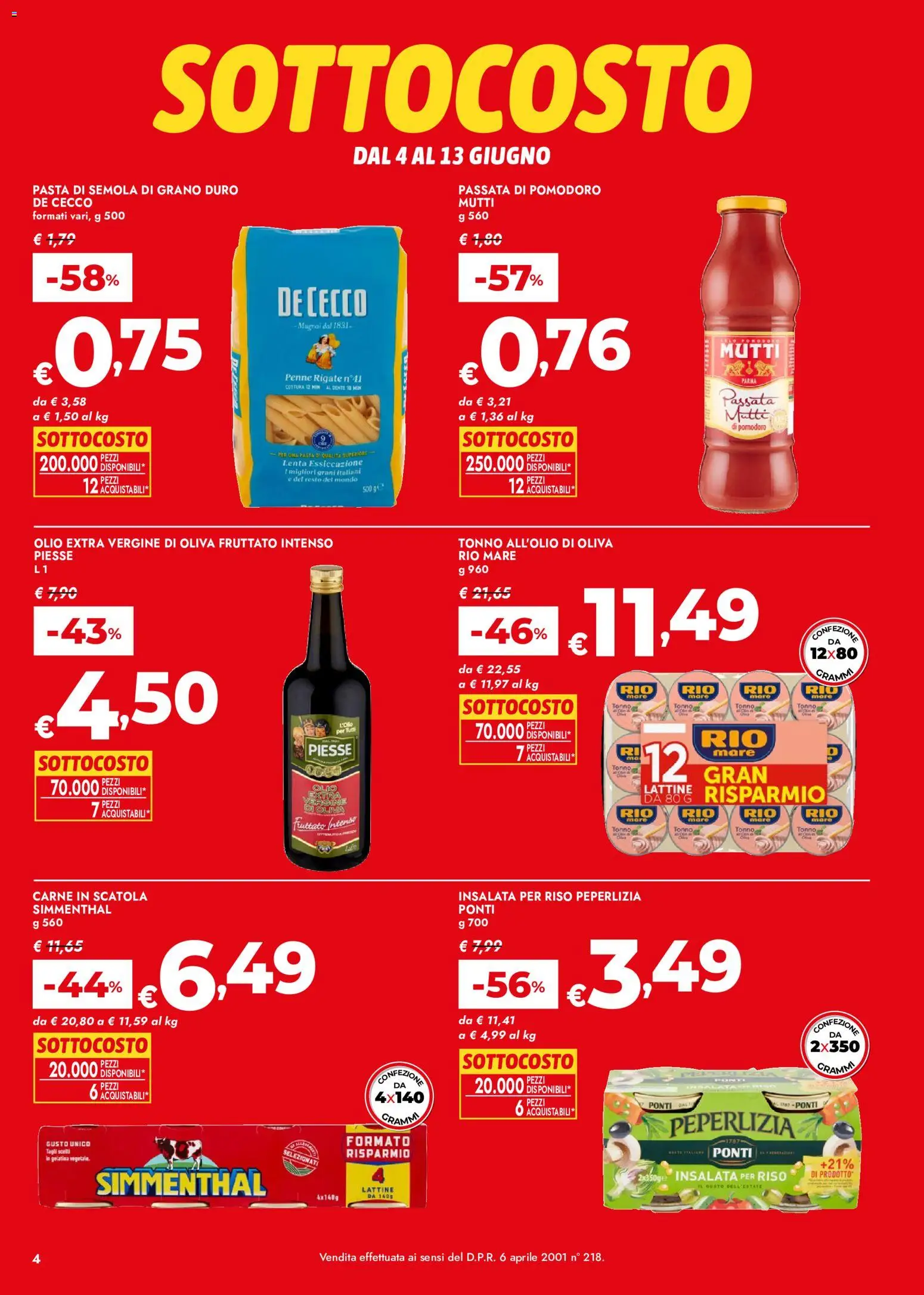 Volantino bennet del 04.06.2026 | Pagina: 4 | Prodotti: Riso, Insalata, Pomodoro, Mutti