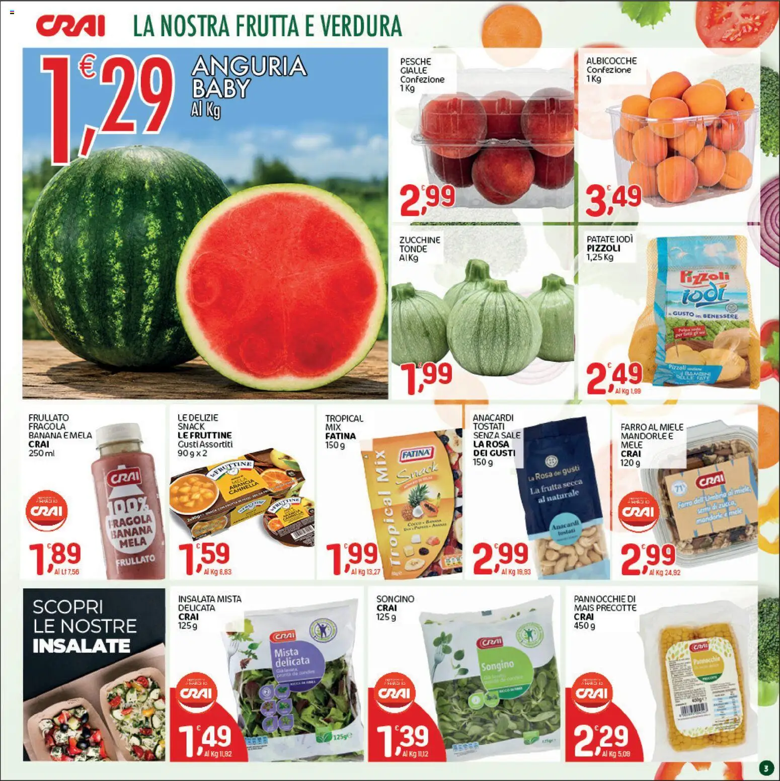 Volantino CRAI del 11.06.2026 | Pagina: 3 | Prodotti: Insalata, Patate, Sale, Anacardi