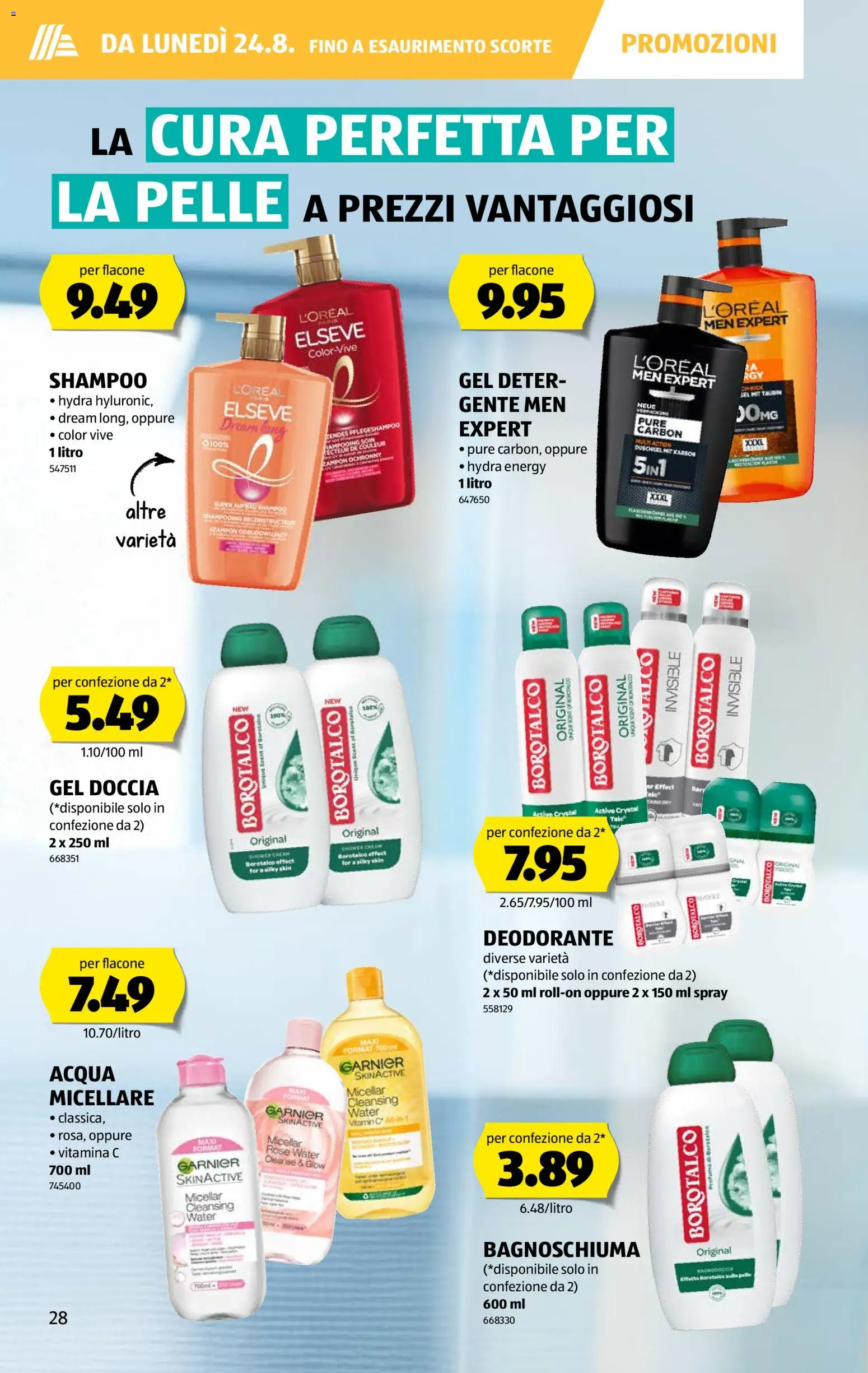 Aldi aktionen IT – gültig ab 20.08.2026 | Seite: 28 | Produkte: Shampoo, Duschgel, Deodorant, Shower Gel