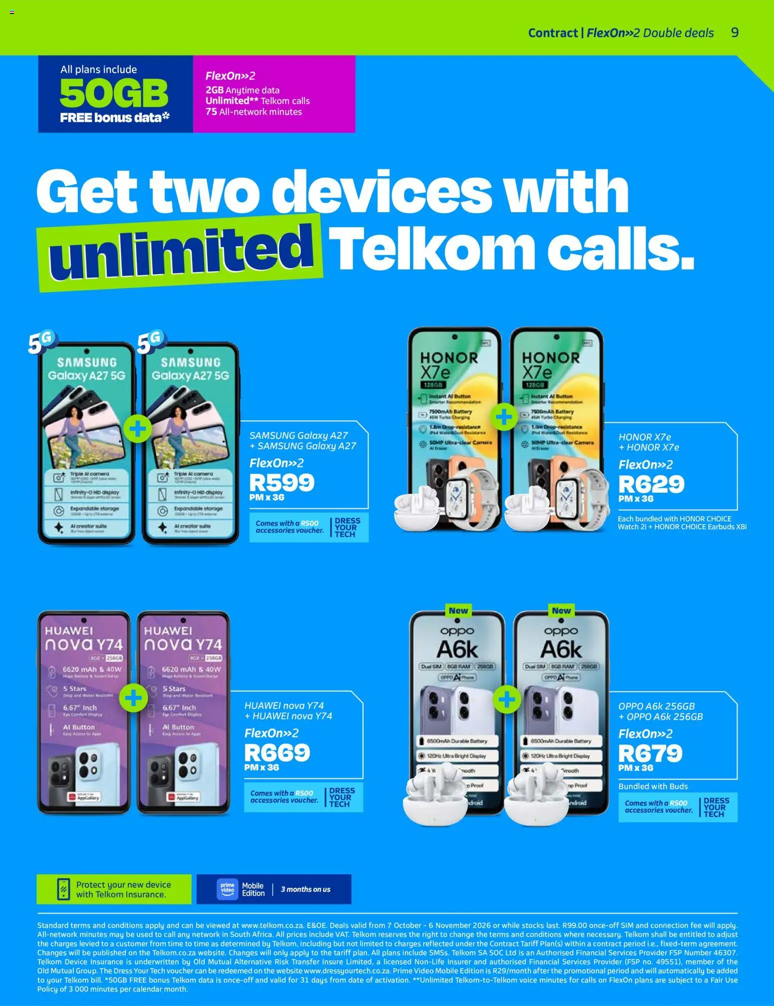 New Telkom catalogue – valid from 07/10/2026 | Page: 9 | Products: Dress, Sim, Earbuds, Camera