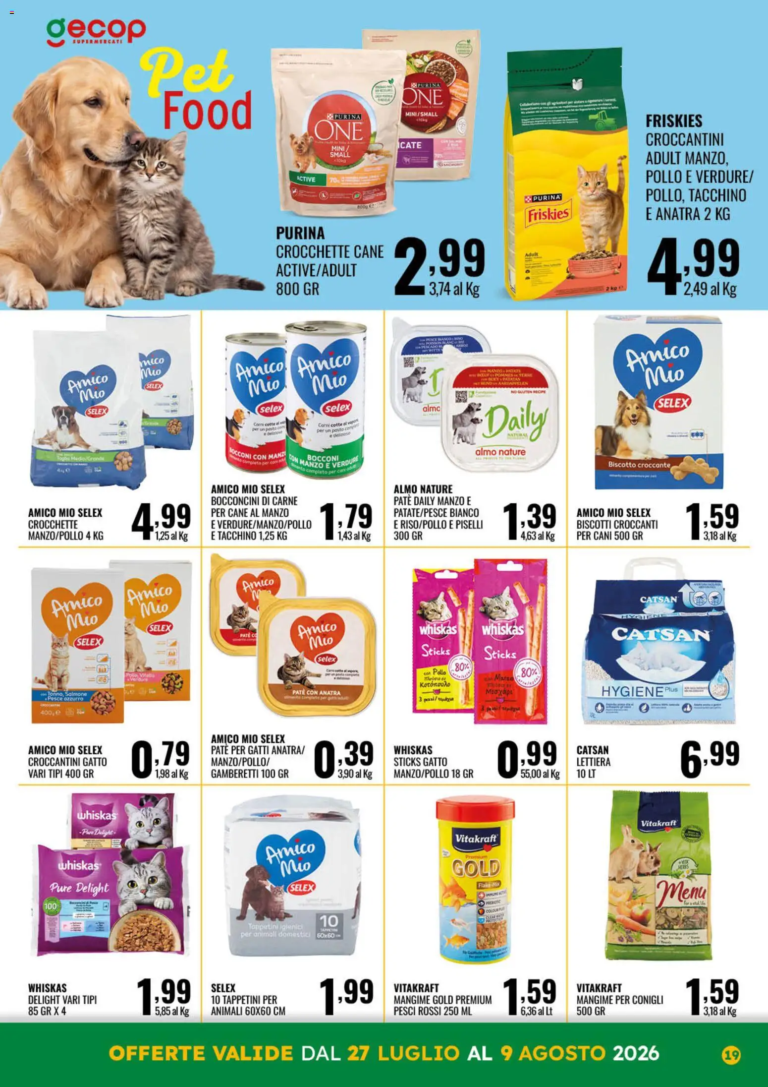 Volantino GECOP del 27/07/2026 | Pagina: 19 | Prodotti: Salmone, Tacchino, Crocchette, Crocchette cane