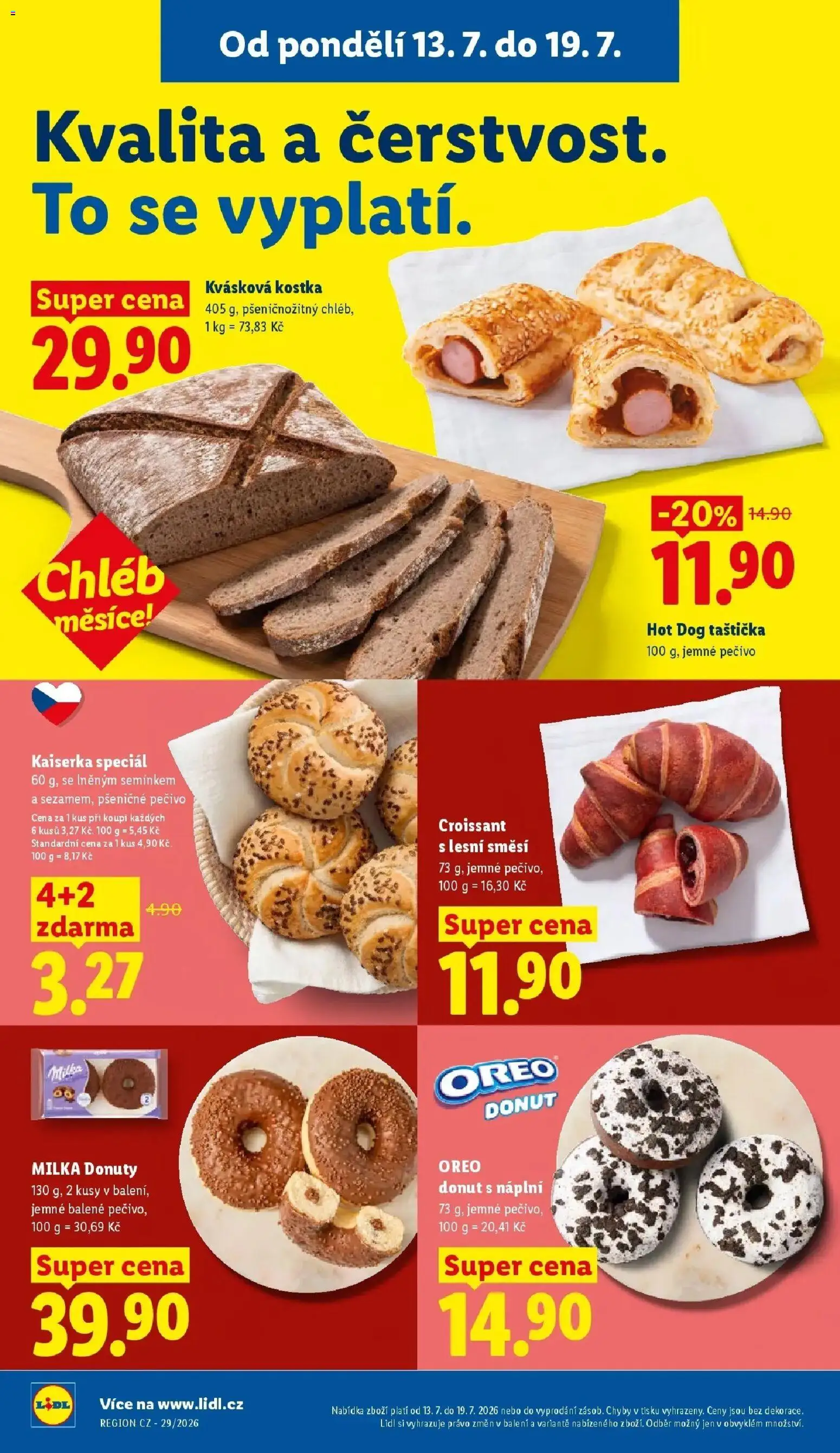 Lidl aktuální leták od 13.07.2026 | Strana: 16 | Produkty: Donut, Chléb, Hot dog, Pečivo