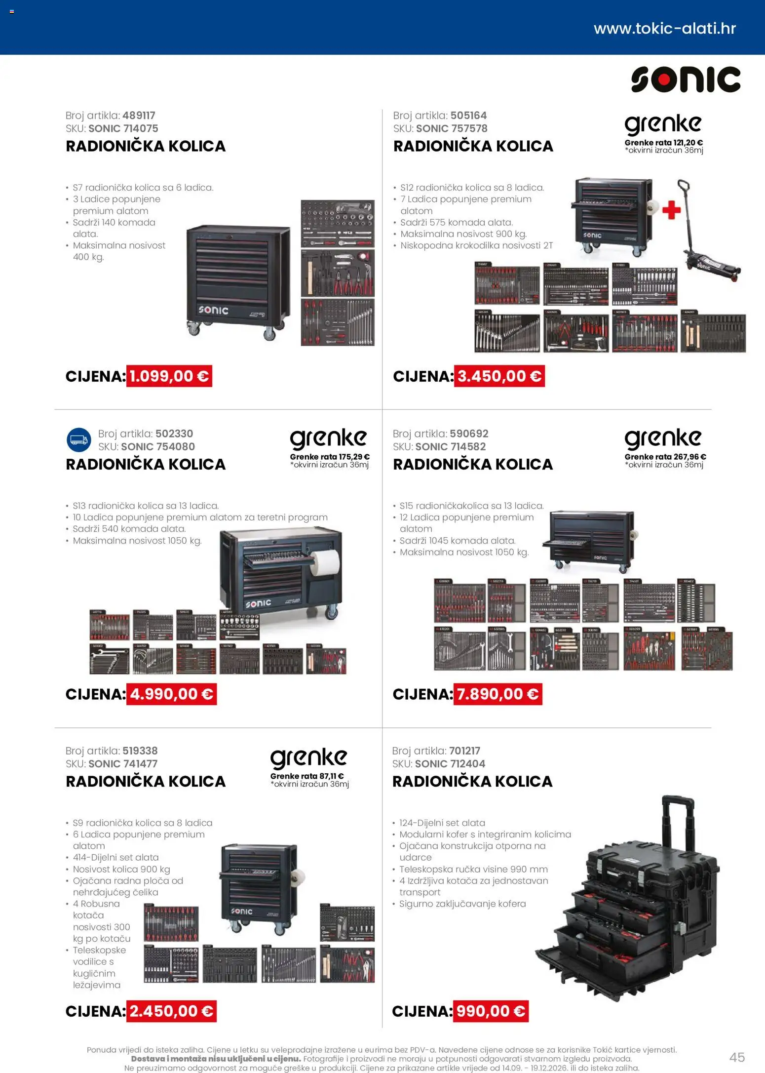 Tokić katalog | vrijedi od 14.09.2026 | Stranica: 45 | Proizvodi: Kolica, Ladice, Kofer, Set alata