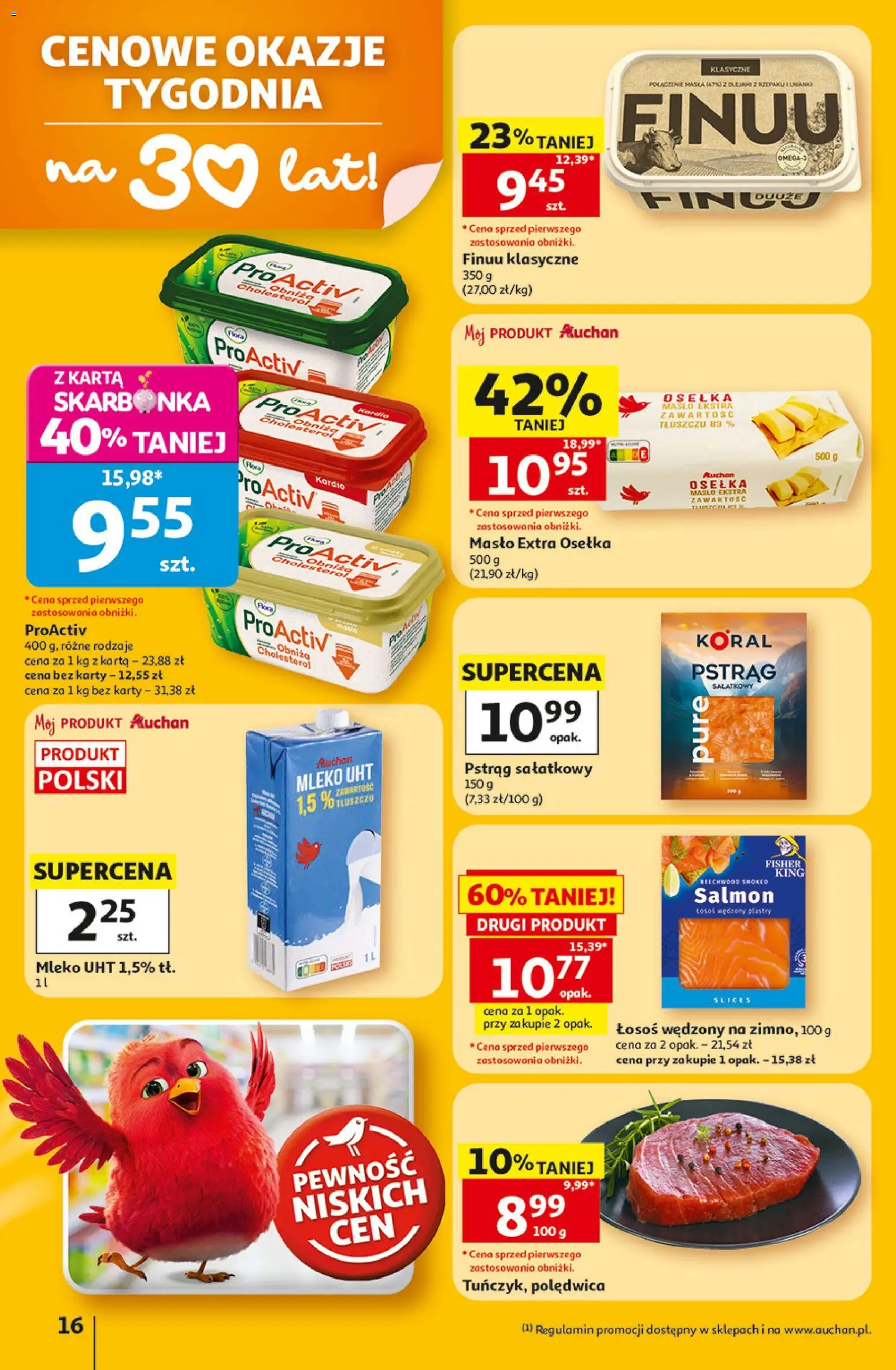Auchan gazetka - 30 Lat Hipermarket od 02.07.2026 | Strona: 16 | Produkty: Łosoś wędzony, Pstrąg, Łosoś, Mleko