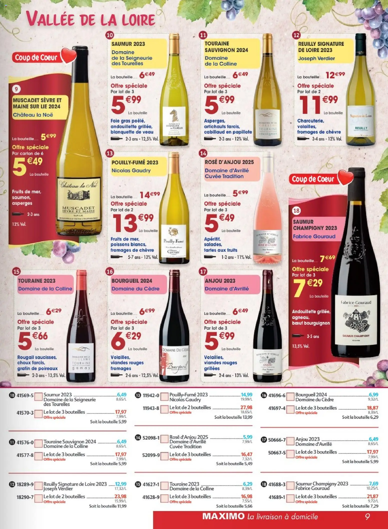 {H1} | Page: 9 | Produits: Foie gras, Poissons, Muscadet sevre et maine, Asperges