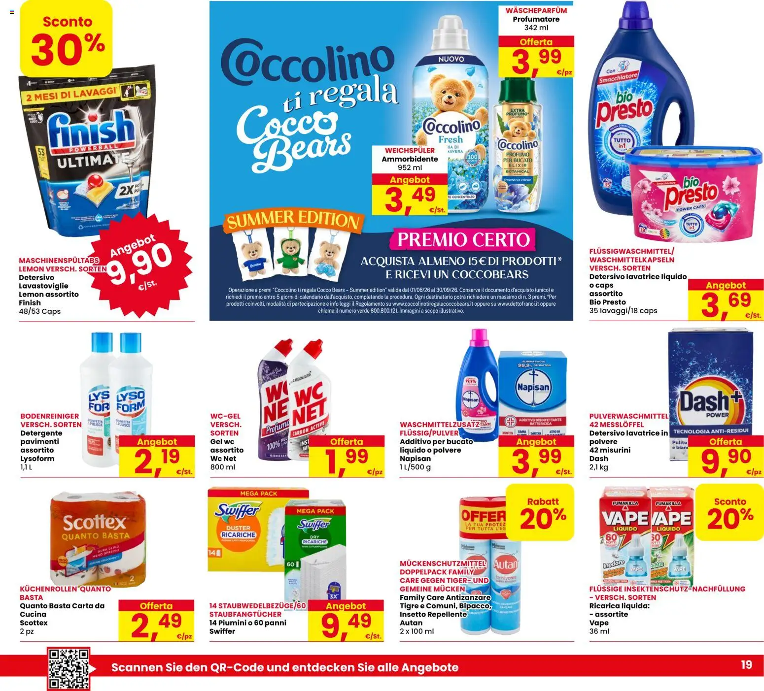 Volantino Eurospar del 06/08/2026 | Pagina: 19 | Prodotti: Ammorbidente, Detergente, Antizanzare, Profumo