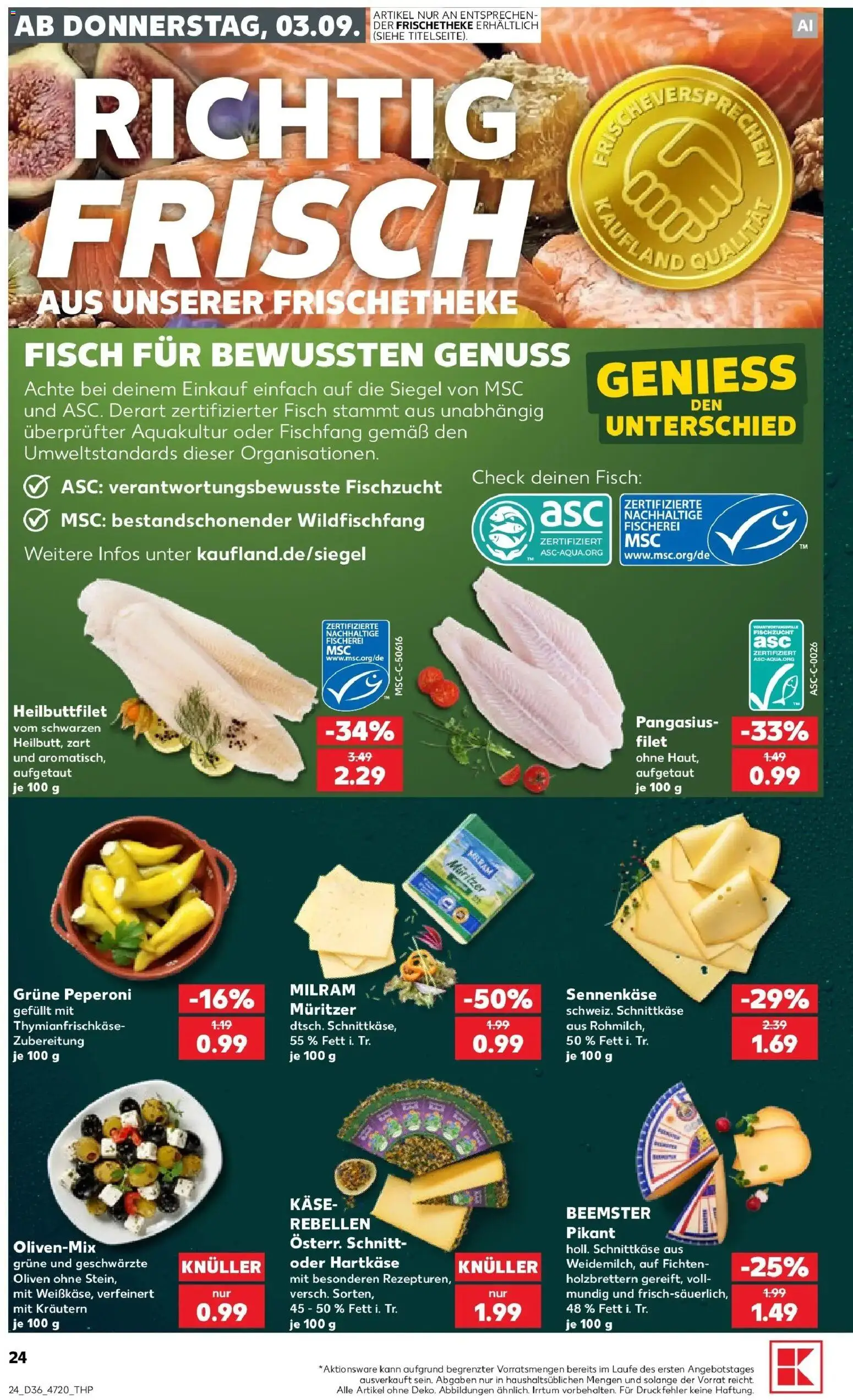 Prospekt Kaufland ab 03.09.2026 » Angebote Online zum Blättern | Seite: 24 | Produkte: Käse, Fisch, Milram
