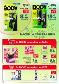 Vista previa Carrefour folleto válido desde el 11.06.2026 | Página: 50 | Productos: Crema depilatoria, Crema, Body