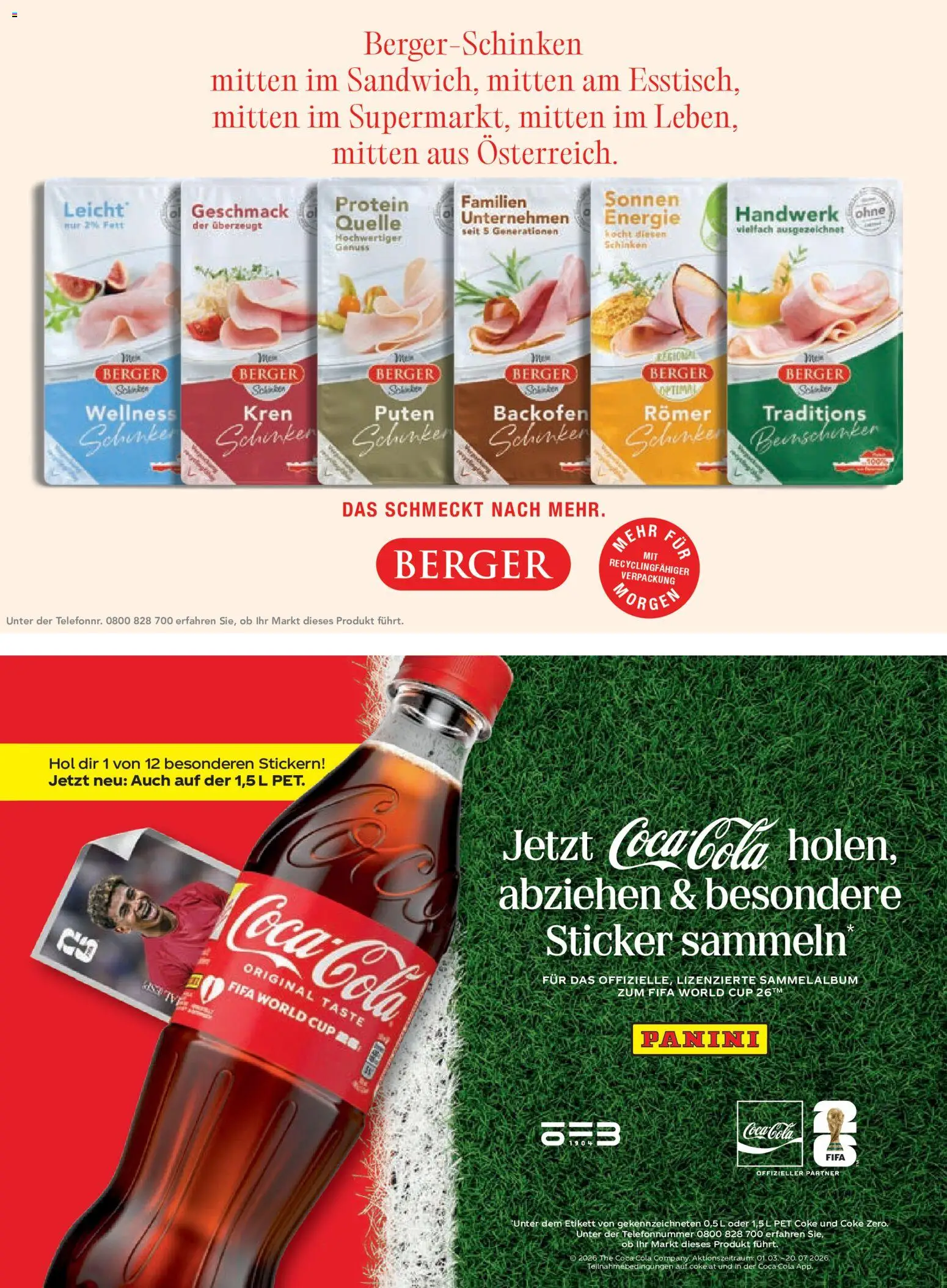Billa AT akciós ujság - amely érvényes a következő dátumtól: 01.06.2026 | Oldal: 68 | Termékek: Coca Cola, Protein, Cola