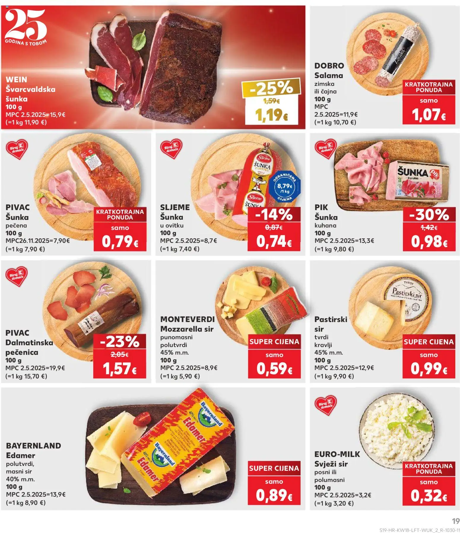 Kaufland katalog | vrijedi od 29.04.2026 | Stranica: 19 | Proizvodi: Mozzarella, Sir, Salama, Šunka