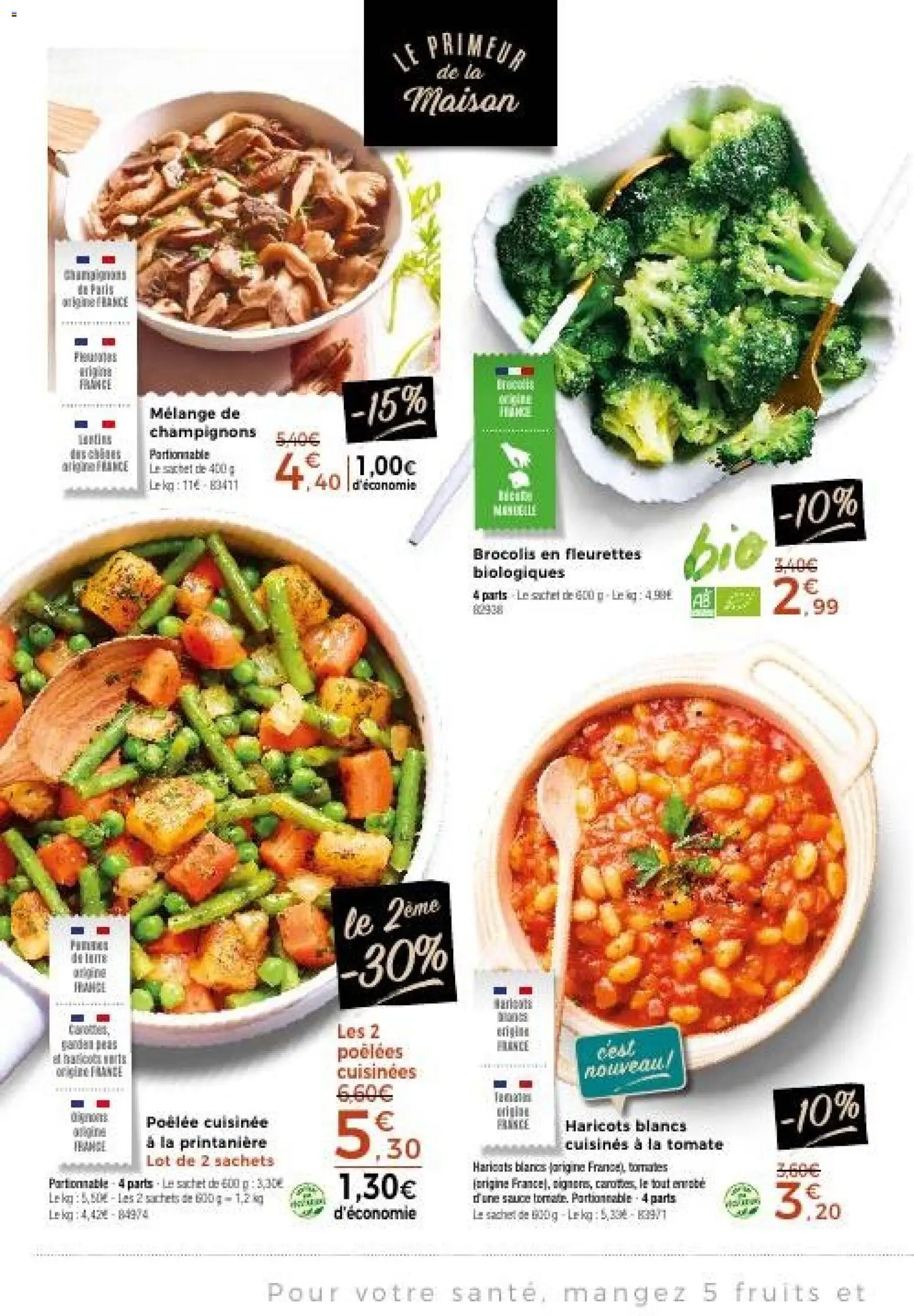 {H1} | Page: 12 | Produits: Champignons, Brocolis, Fruits, Haricots