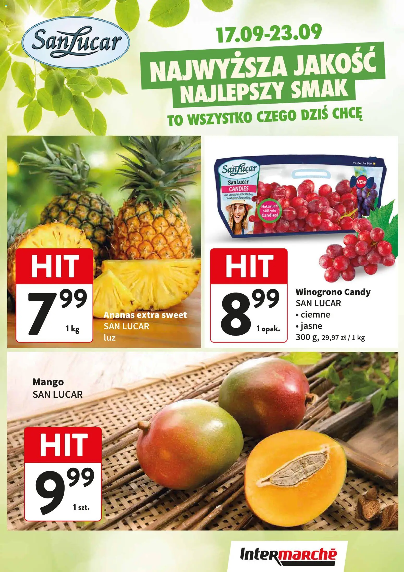 Intermarche gazetka - Świeży Hit od 17.09.2026 | Strona: 1 | Produkty: Mango, Winogrono, Ananas