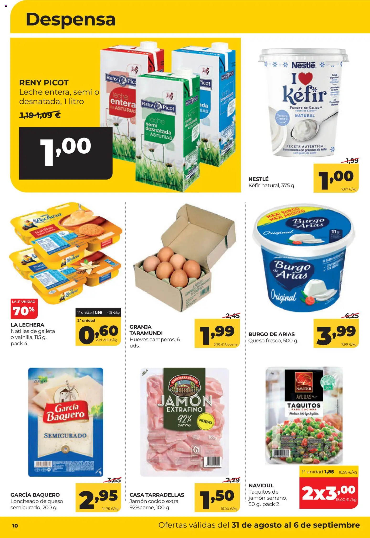 Alimerka folleto Castilla y León │ válido desde el 31/08/2026 | Página: 10 | Productos: Leche, Queso, Jamón cocido, Carne