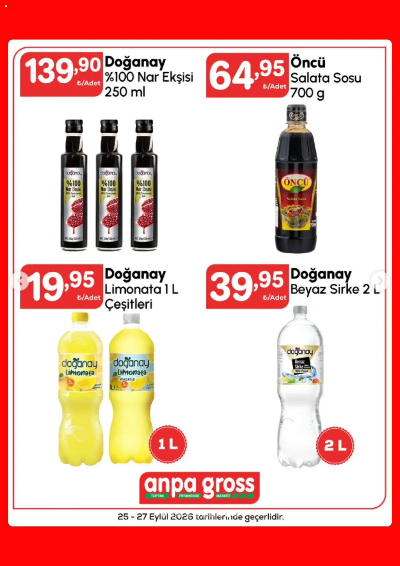 Anpa Gross Katalog - 25 Eylül 2026 tarihinden itibaren geçerlidir | Sayfa: 21 | Ürünler: Limonata, Sirke, Nar ekşisi, Salata