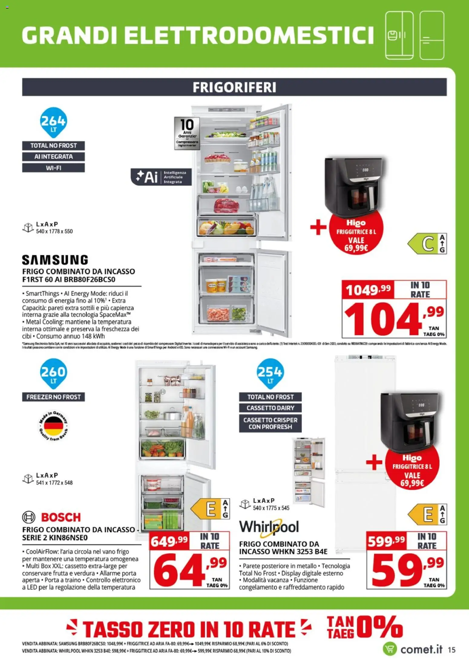 Volantino Comet del 17/09/2026 | Pagina: 15 | Prodotti: Friggitrice ad aria, Compressore, Freezer, Samsung