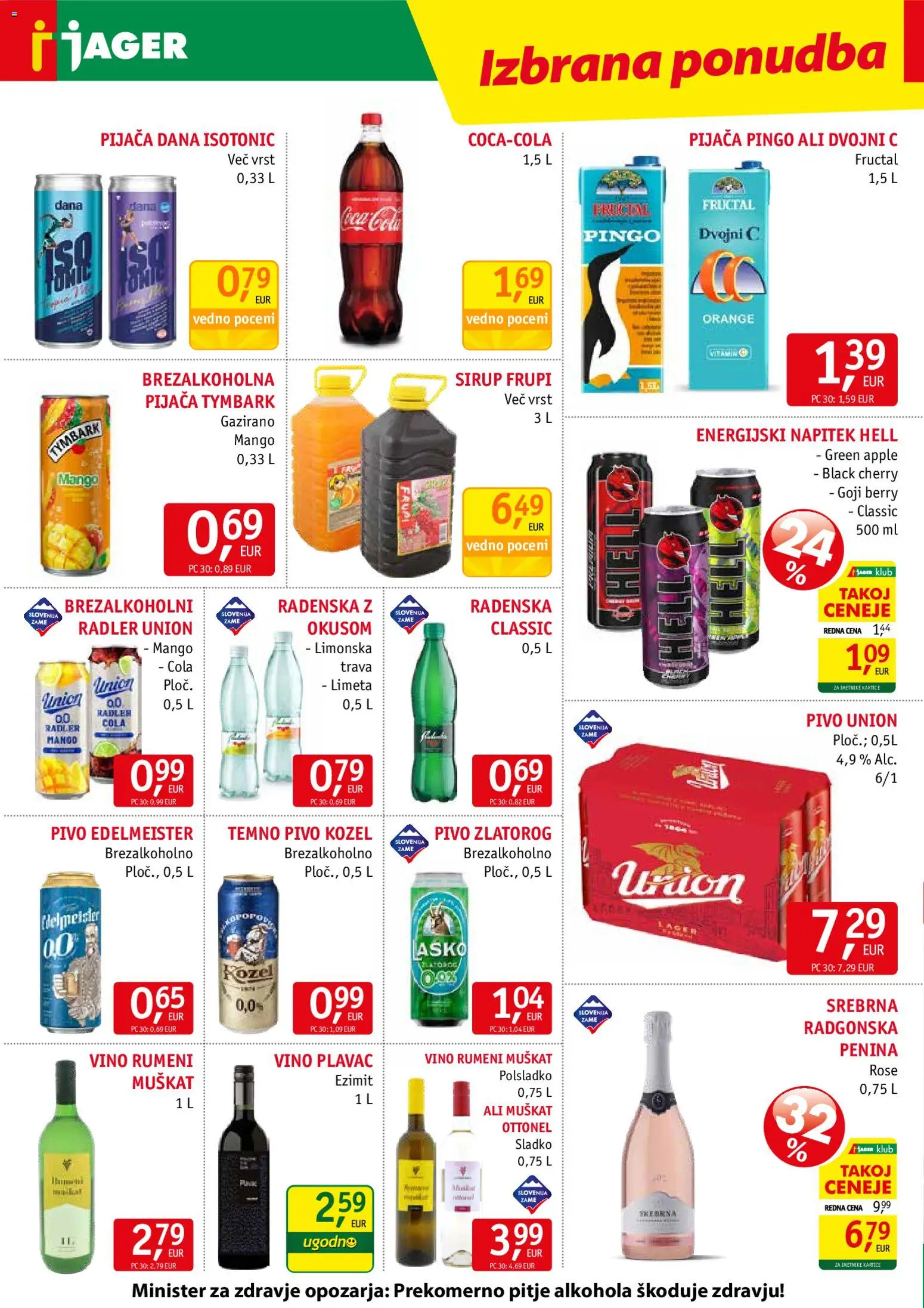 Novi Jager katalog ponudbe – veljaven od 22.07.2026 | Stran: 12 | Izdelki: Limeta, Radler, Penina, Pivo