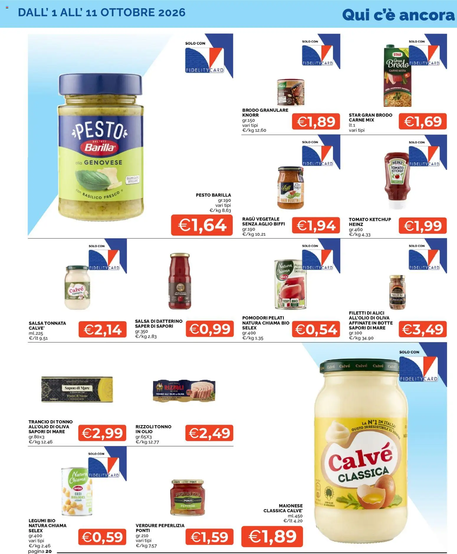 Volantino Mercatò del 01/10/2026 | Pagina: 20 | Prodotti: Legumi, Peperoni, Carne, Sugo