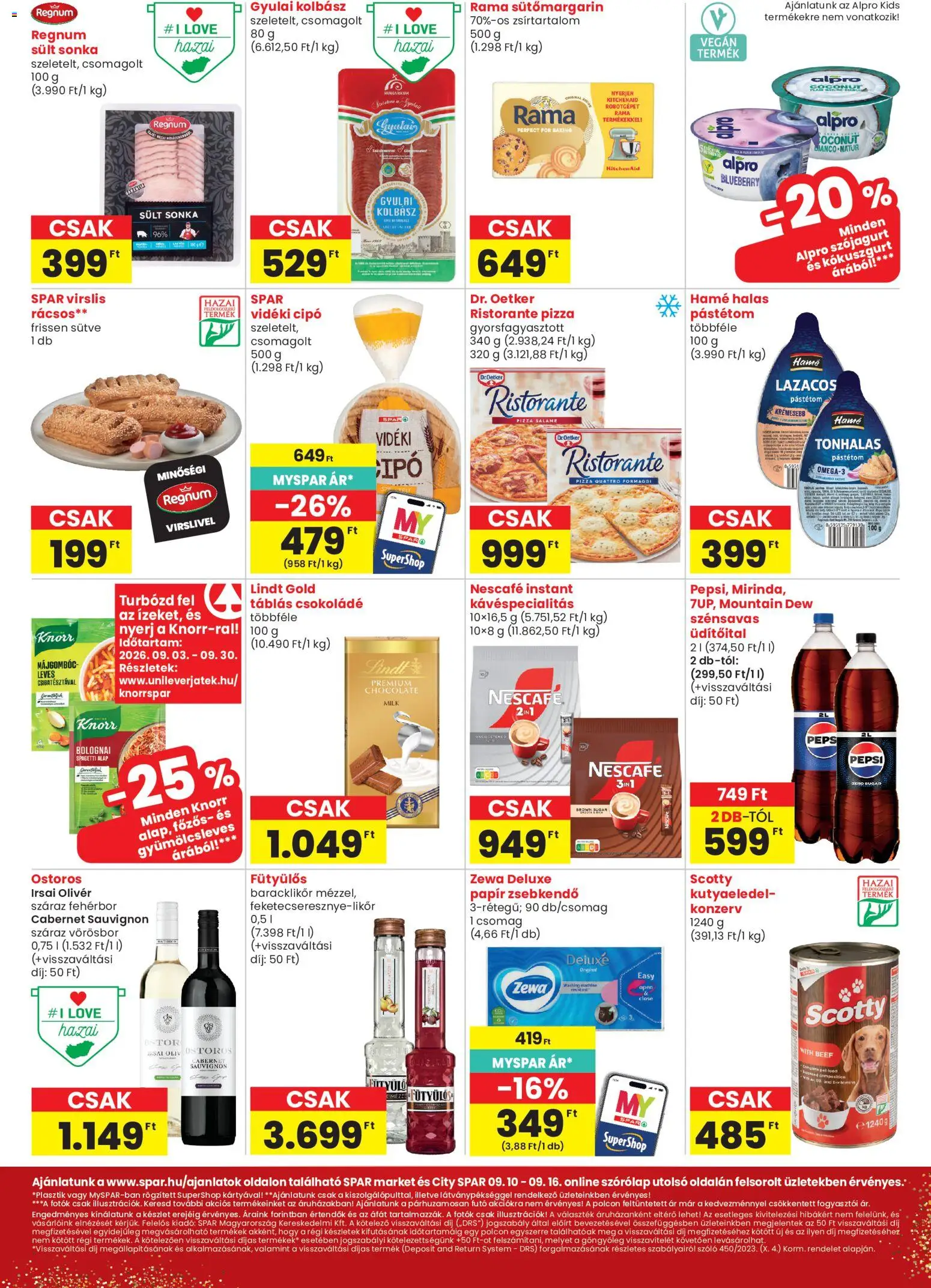 Spar akciós ujság - amely érvényes a következő dátumtól: 2026.09.10. | Oldal: 2 | Termékek: Spagetti, Zsebkendő, Száraz vörösbor, Leves