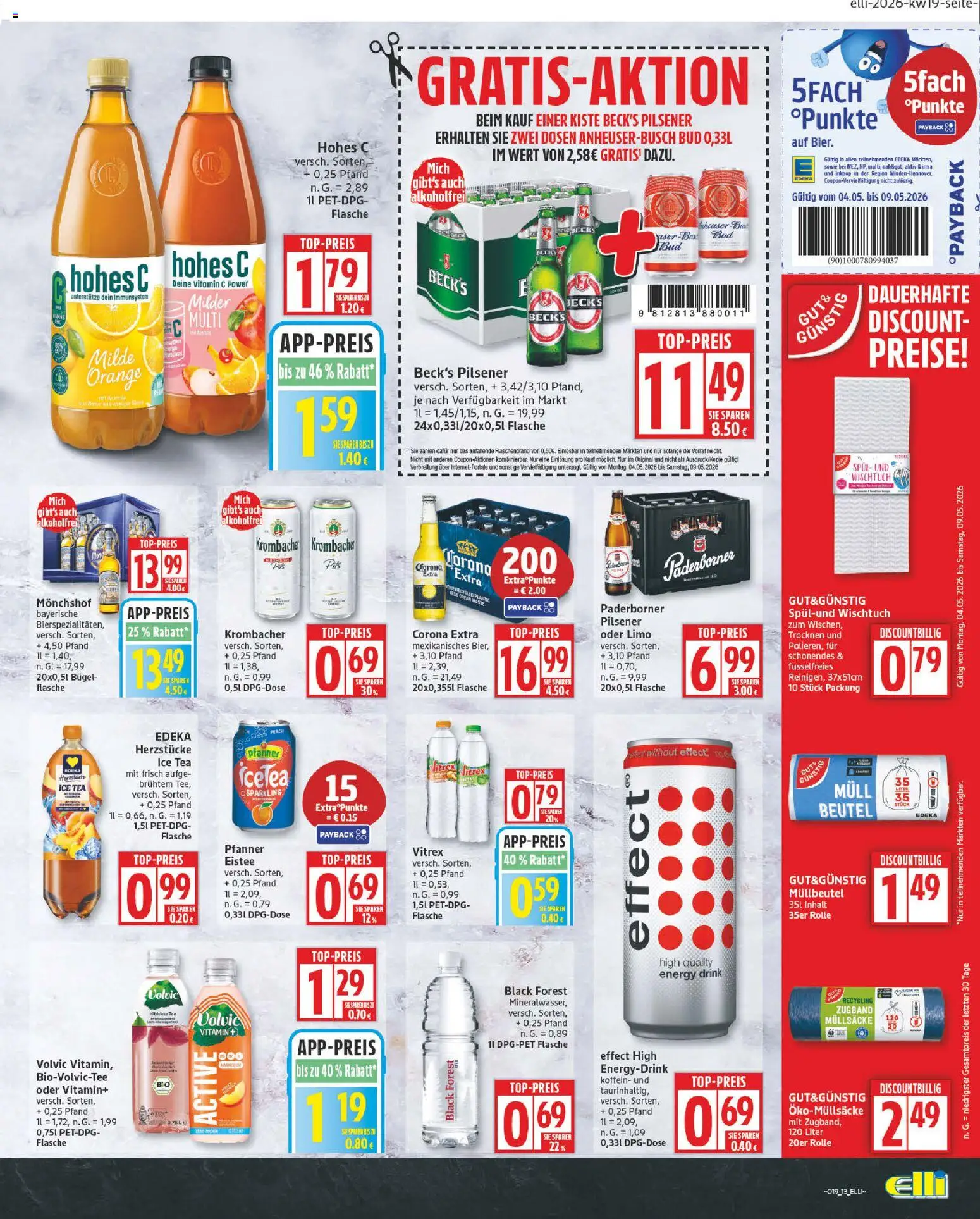 Elli Markt Prospekt Delbrück  – gültig ab 04.05.2026 | Seite: 13 | Produkte: Monchshof, Krombacher, Hohes c, Volvic