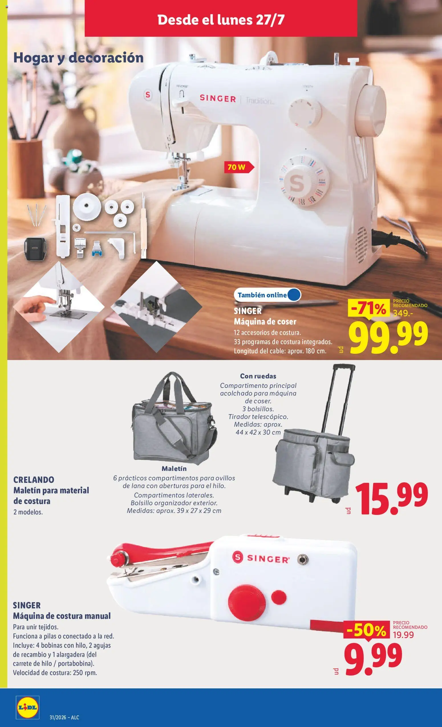 Lidl folleto de bazar │ válido desde el 27/07/2026 | Página: 12 | Productos: Organizador, Cable, Máquina de coser