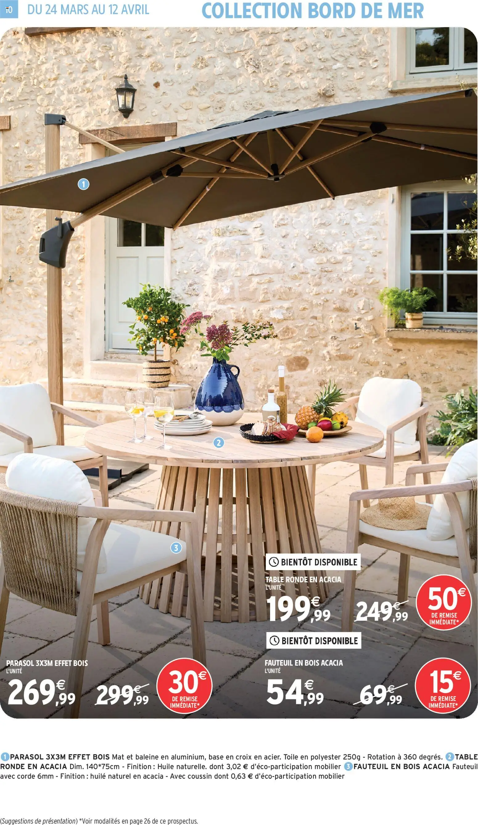 {H1} | Page: 10 | Produits: Fauteuil, Table, Huile, Parasol