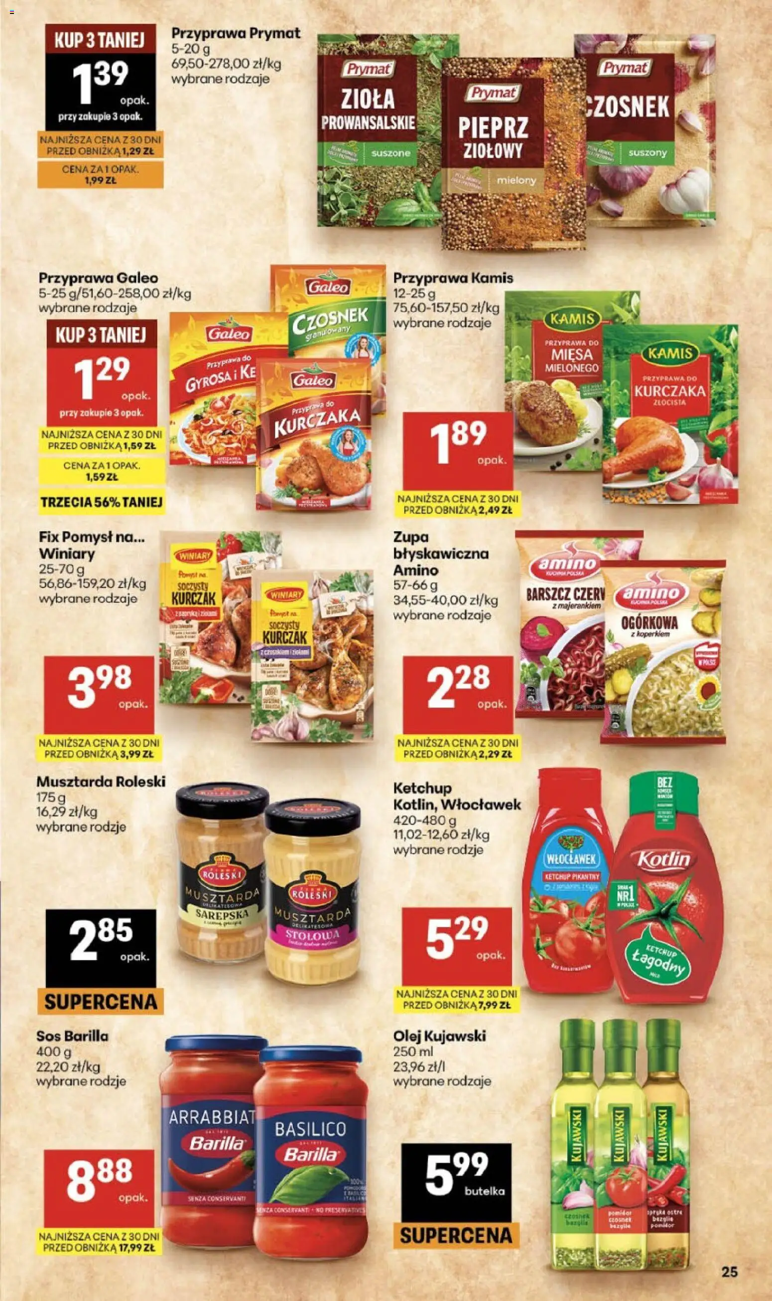 Delikatesy Centrum gazetka - Sklepy Własne od 27.08.2026 | Strona: 25 | Produkty: Ketchup, Barilla, Musztarda, Zioła