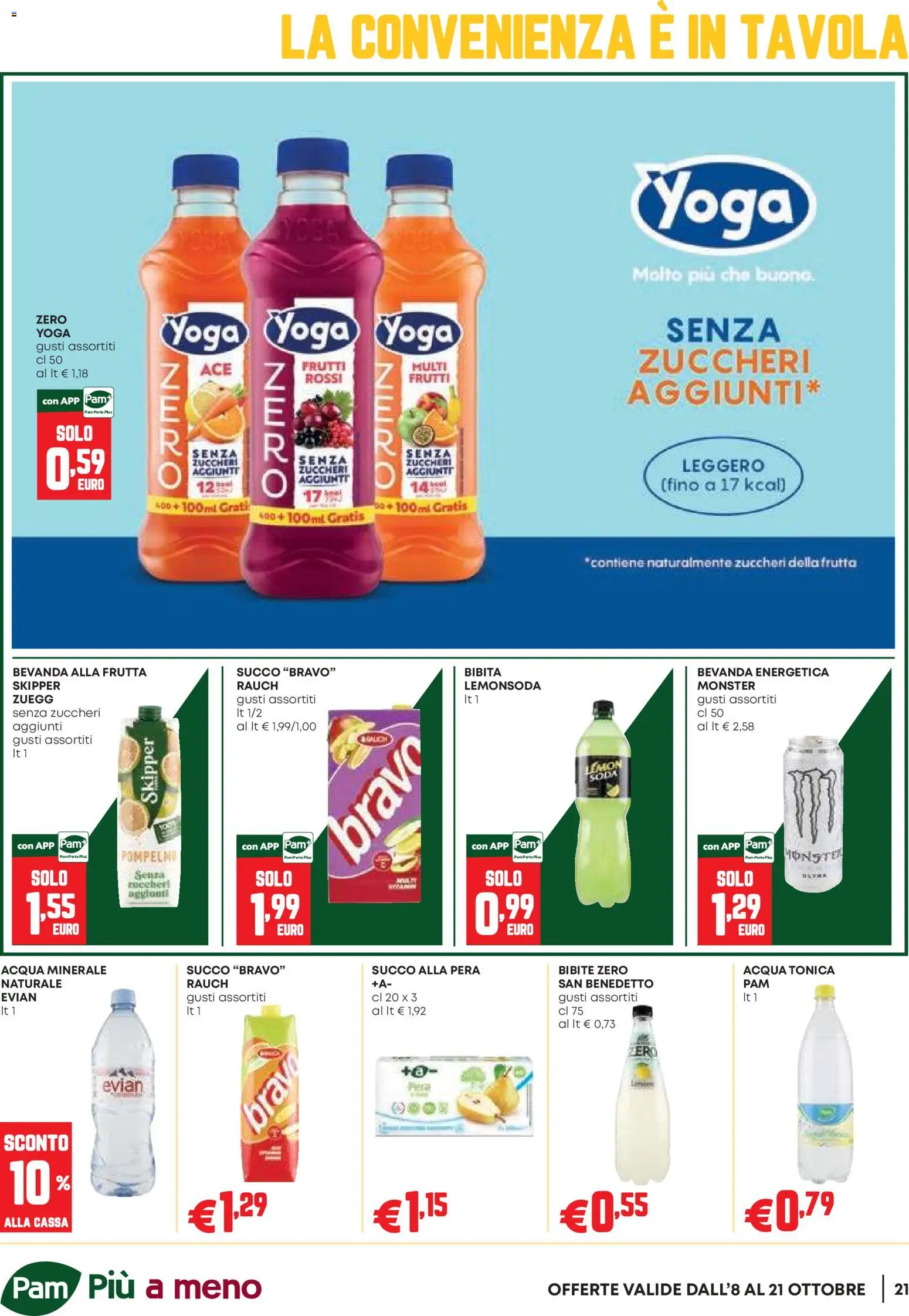 Volantino PAM del 08/10/2026 | Pagina: 21 | Prodotti: Bevanda energetica, Acqua, Pera, Bibita