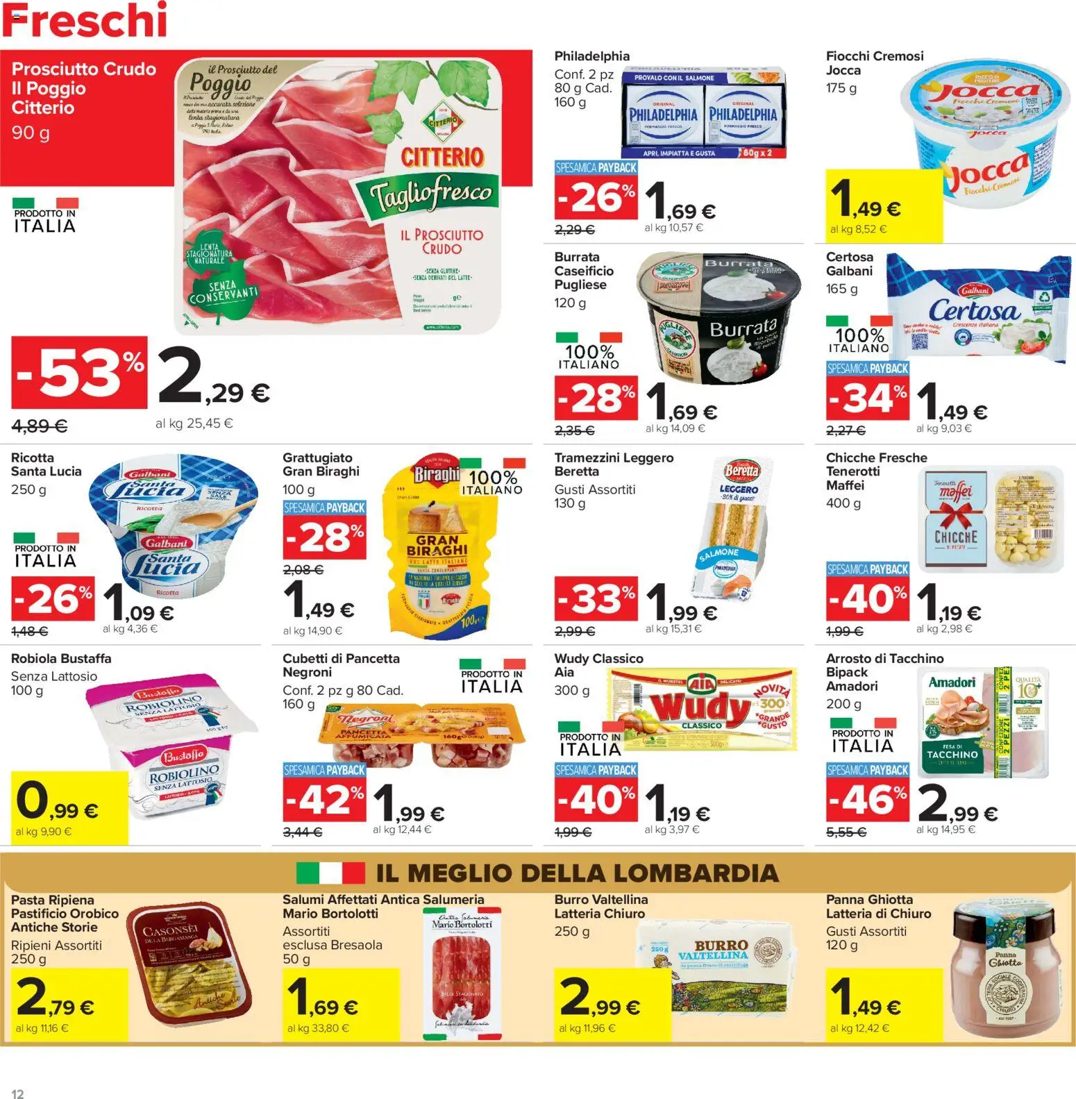 Volantino Carrefour del 06/08/2026 | Pagina: 12 | Prodotti: Pancetta, Tacchino, Burro, Burrata