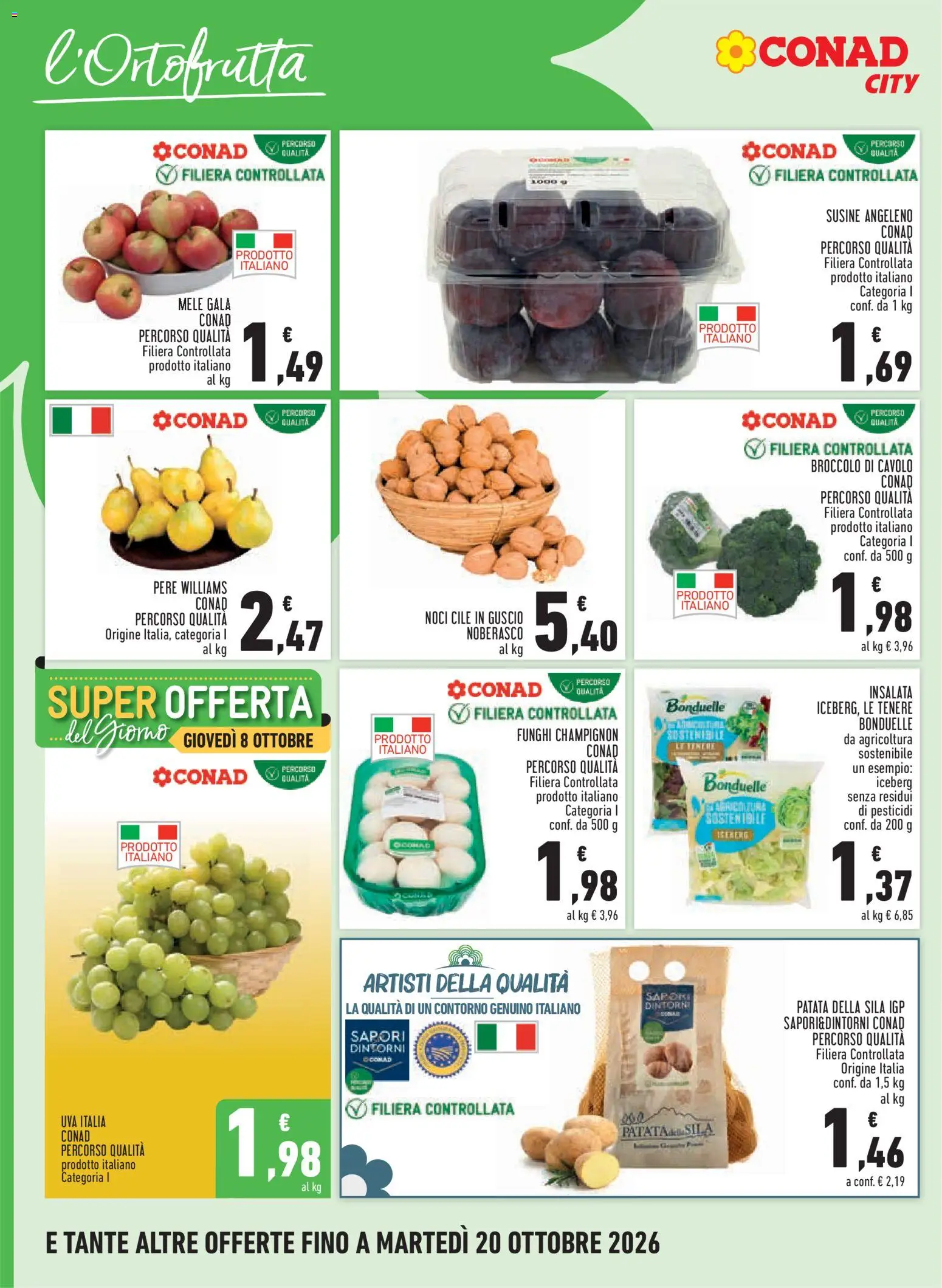 Volantino Conad del 08/10/2026 | Pagina: 6 | Prodotti: Noci, Funghi, Broccoli, Susine