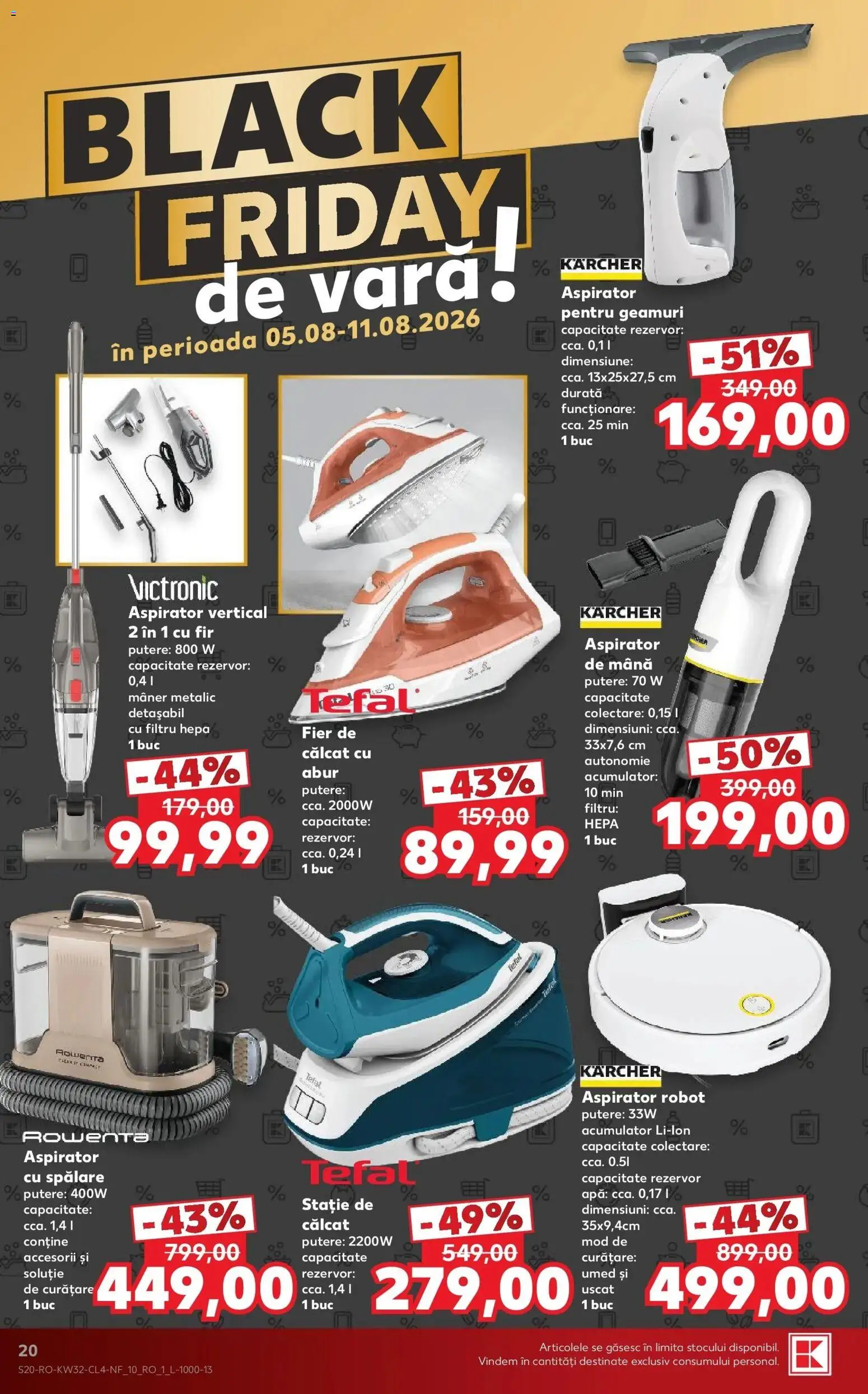 Noul catalog Kaufland – valabil de la 05.08.2026 | Pagină: 20 | Produse: Fier, Aspirator, Robot, Black