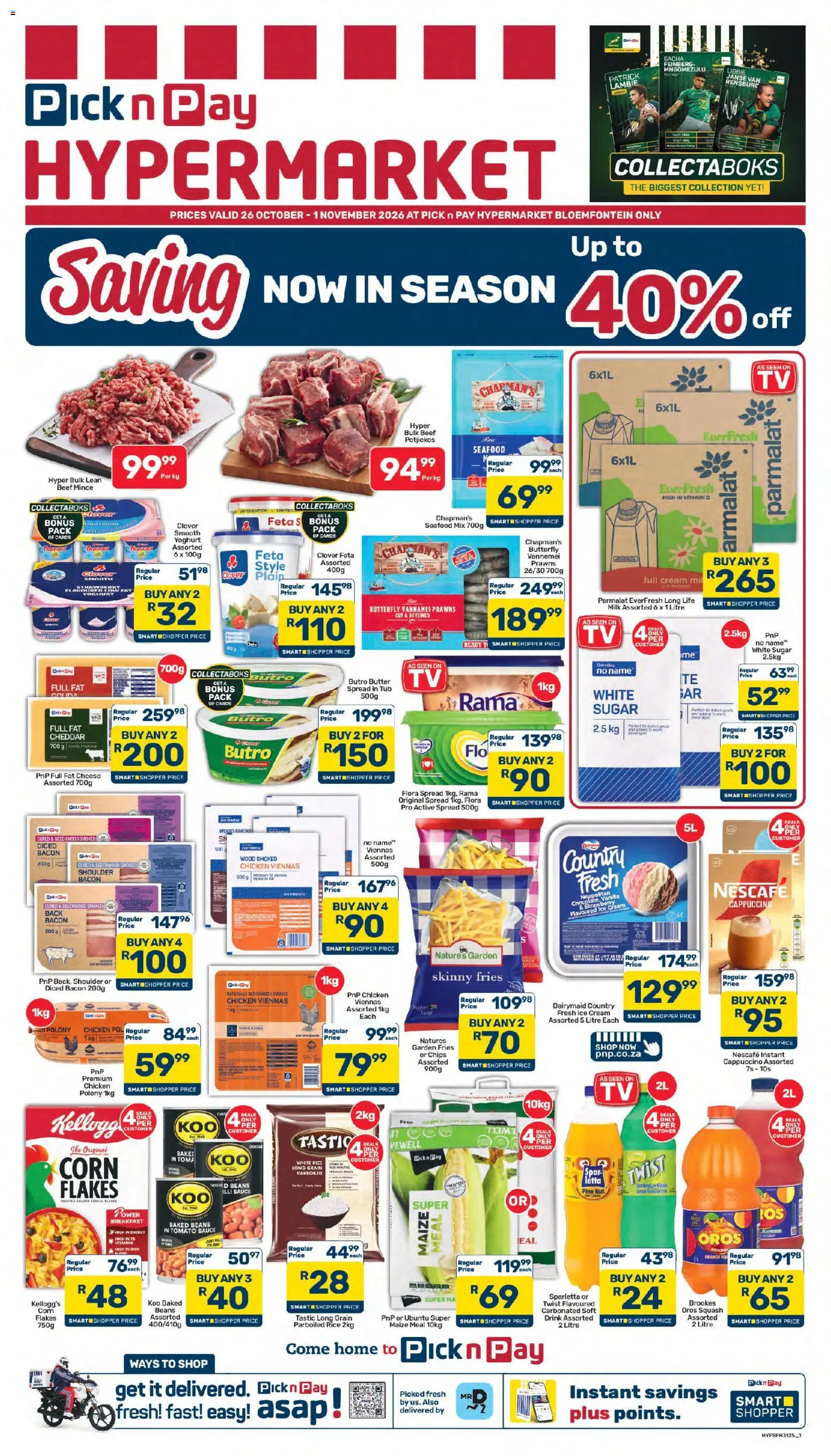 New Pick n Pay catalogue – valid from 26/10/2026 | Page: 1 | Products: Breakfast, Vitamins, Butter, Sauce