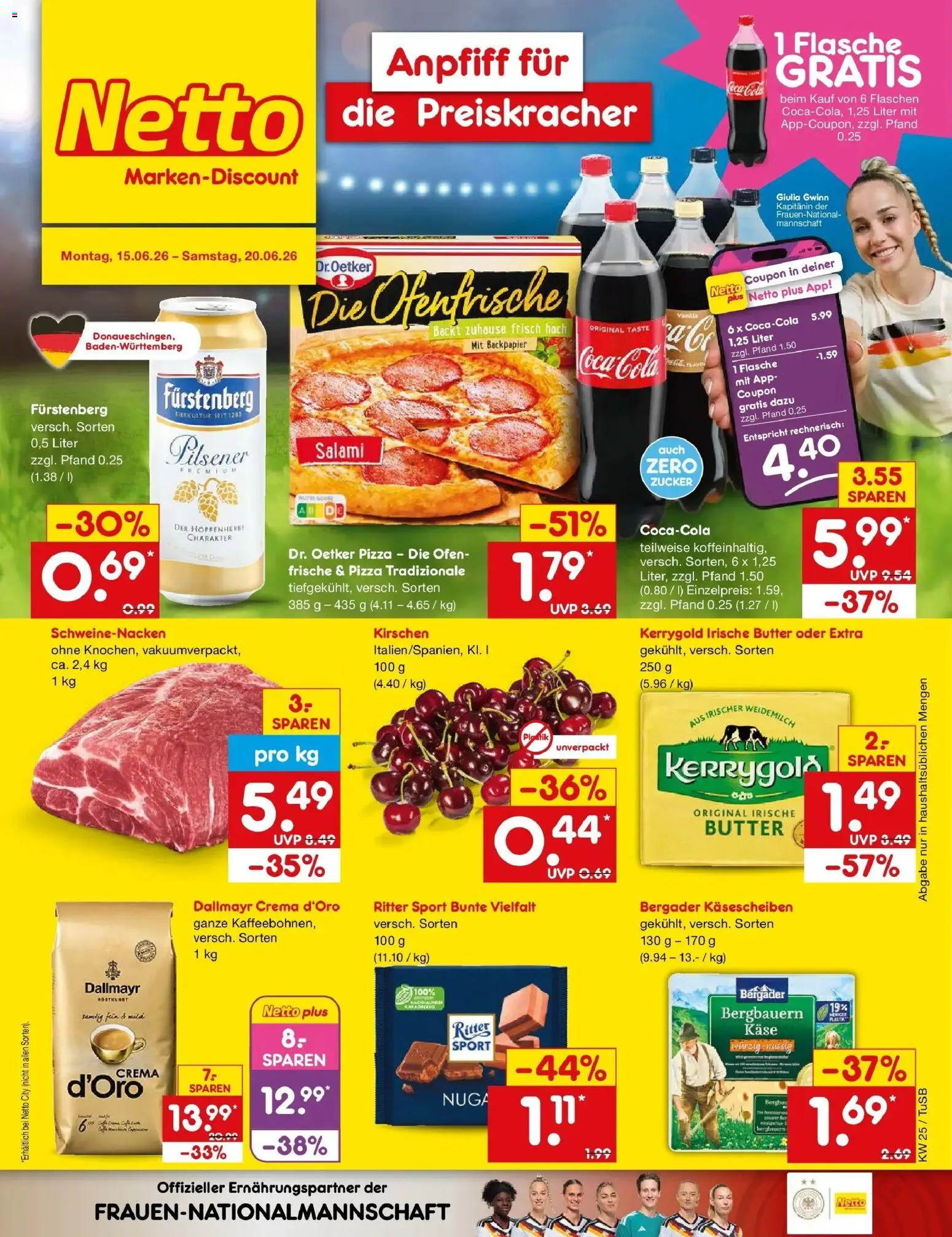Netto Marken-Discount Prospekt Lahr-Langenwinkel – gültig ab 15.06.2026 | Seite: 1 | Produkte: Butter, Käse, Ritter sport, Dallmayr