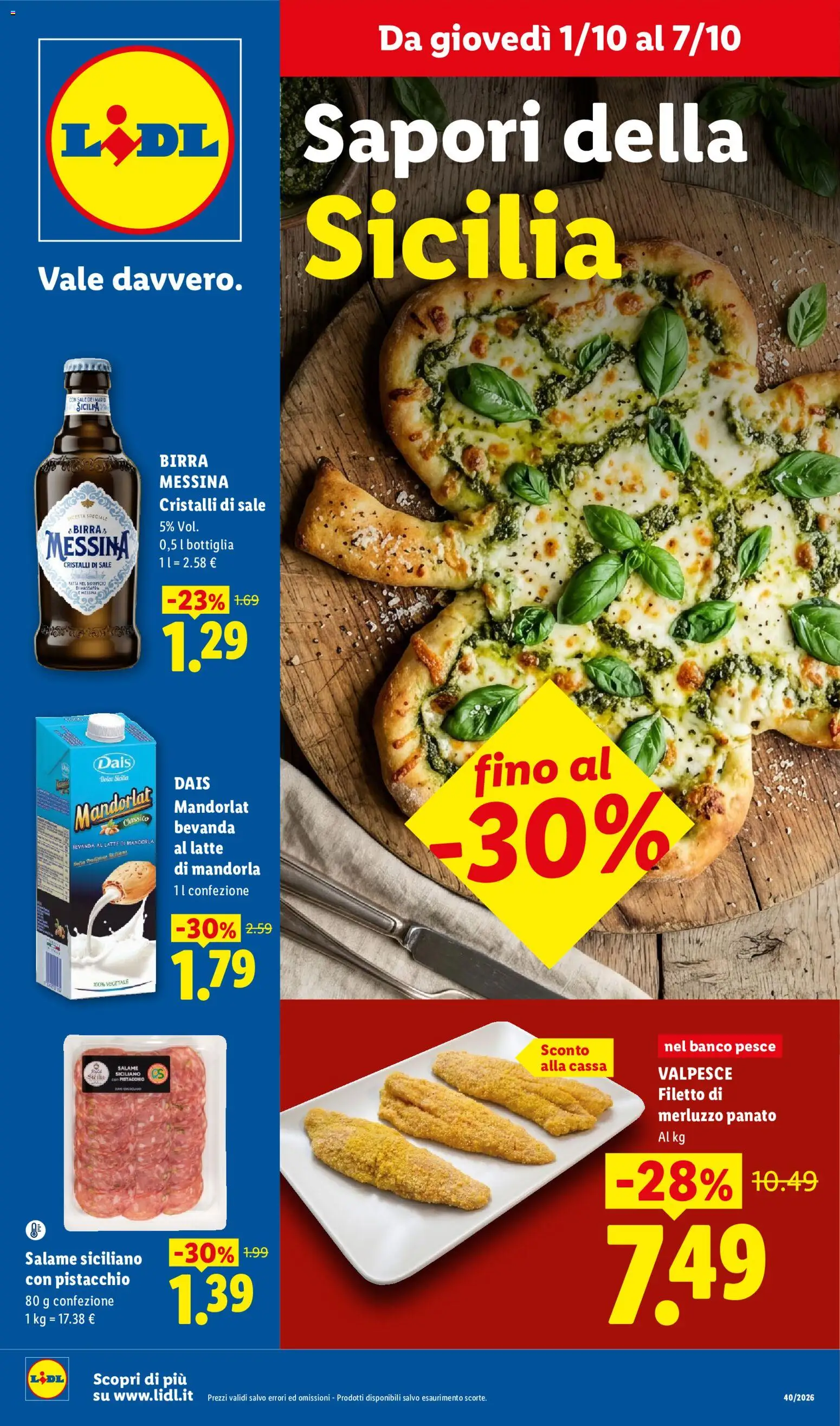 Volantino Lidl del 01/10/2026 | Pagina: 1 | Prodotti: Pistacchio, Birra, Filetto, Bottiglia