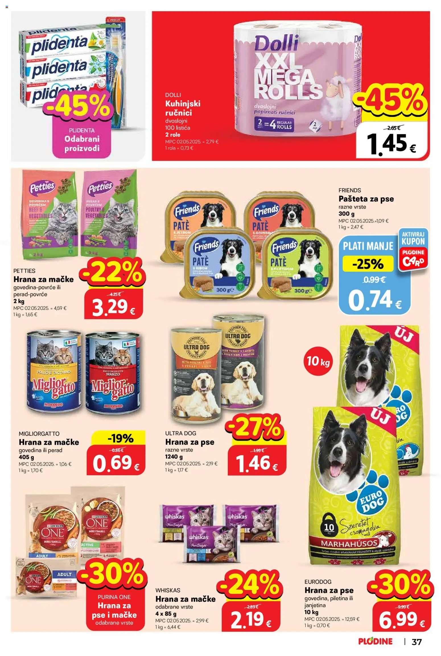Plodine katalog | vrijedi od 27.05.2026 | Stranica: 37 | Proizvodi: Janjetina, Piletina, Papirnati ručnici, Pašteta