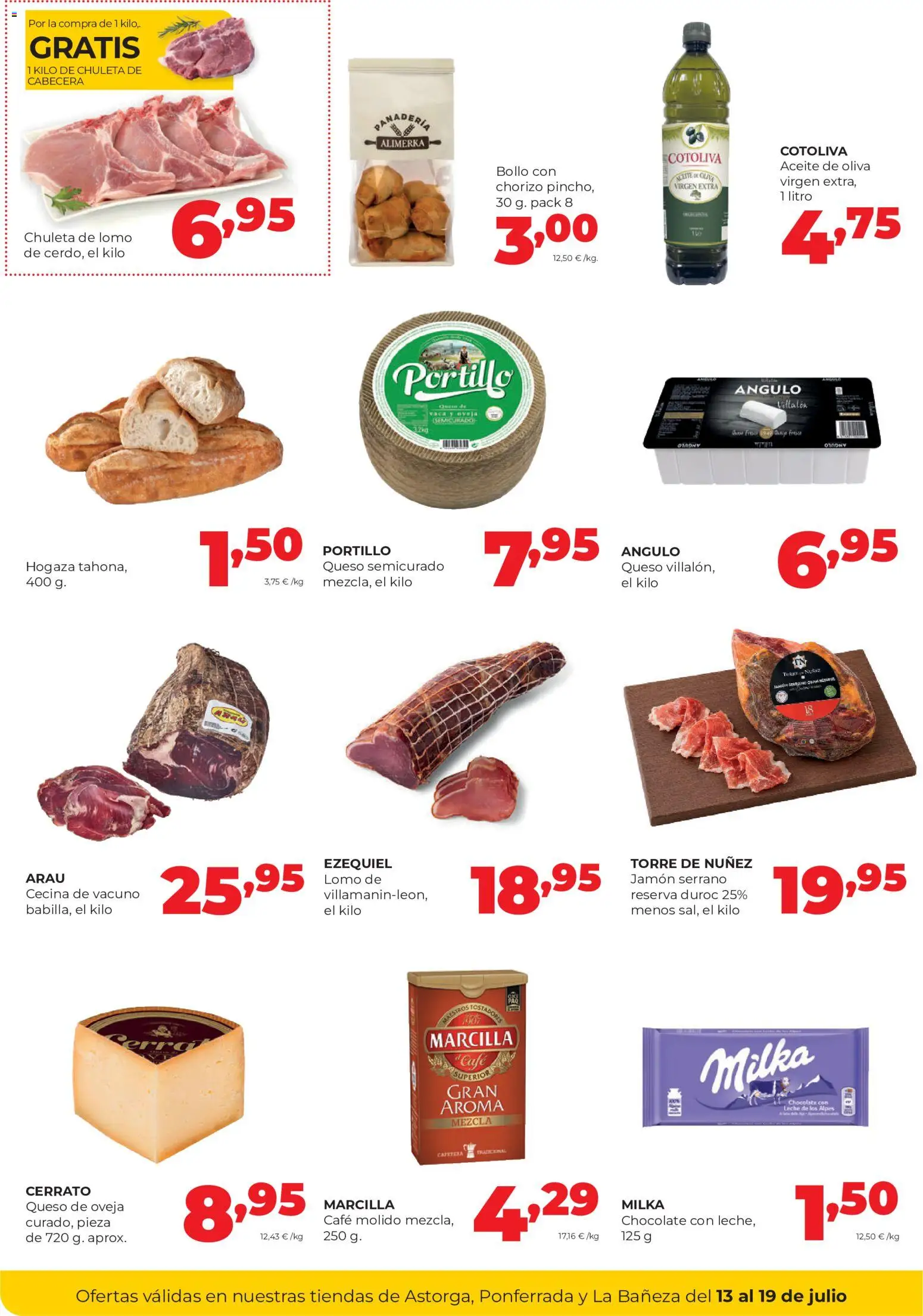 Alimerka Astorga, Ponferrada, La Bañeza │ válido desde el 13/07/2026 | Página: 2 | Productos: Leche, Café, Jamón, Cafetera