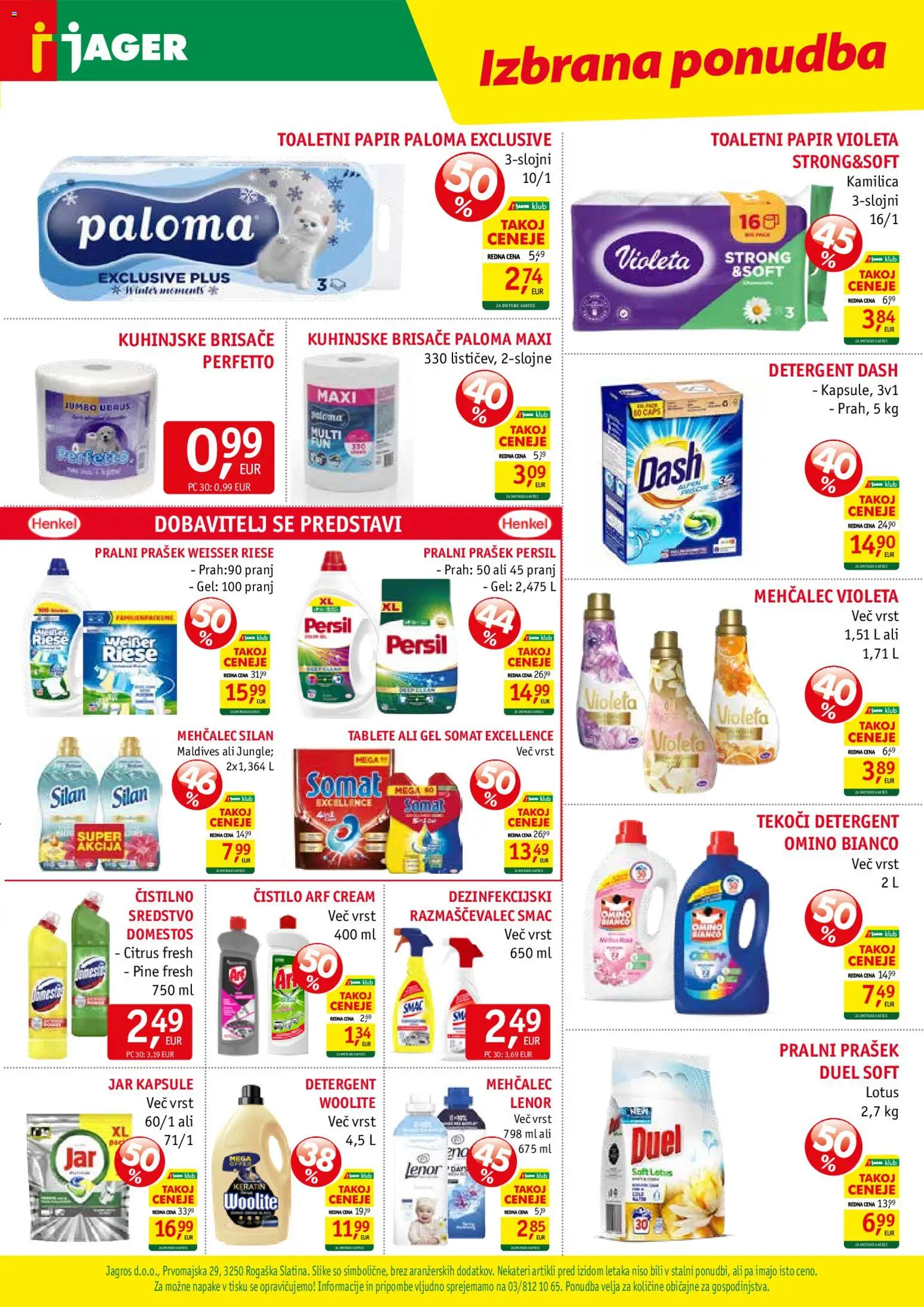 Novi Jager katalog ponudbe – veljaven od 22.07.2026 | Stran: 15 | Izdelki: Prašek, Mehčalec, Pralni prašek, Kuhinjske brisače