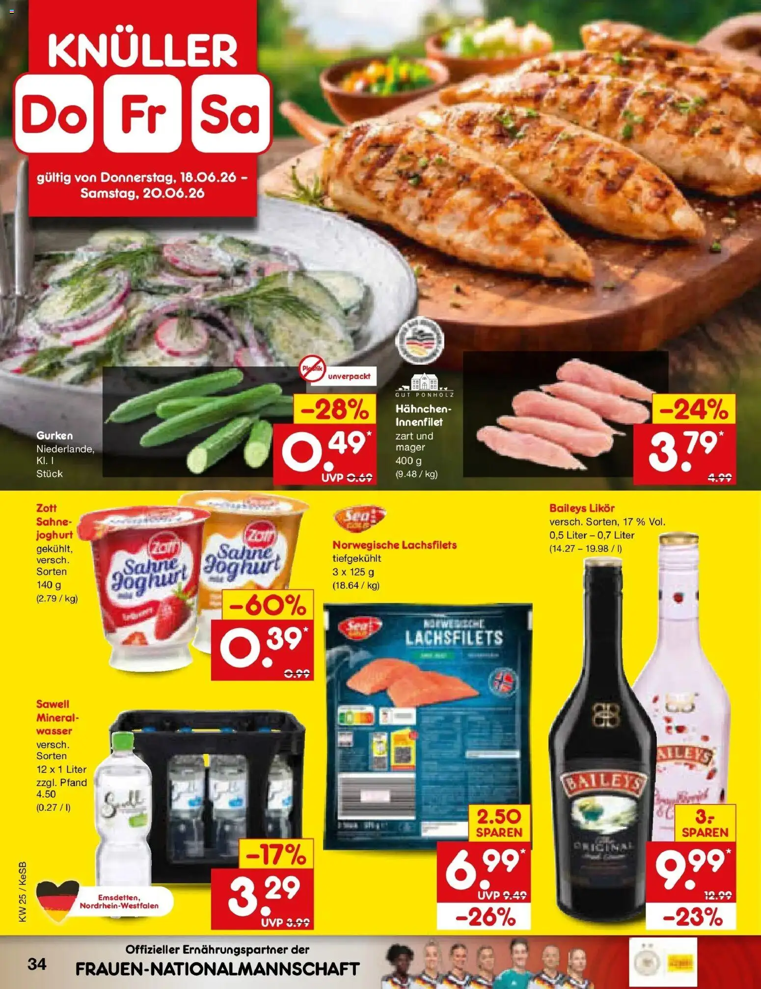 Netto Marken-Discount Prospekt Bonn – gültig ab 15.06.2026 | Seite: 46 | Produkte: Likör, Wasser, Baileys, Gurken