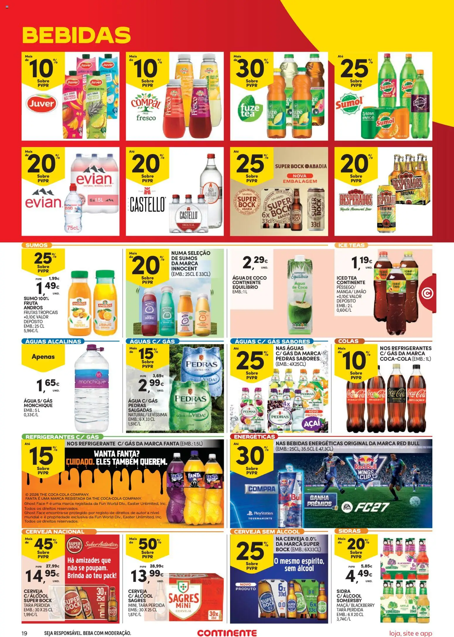 Continente folheto Bom Dia │ válido de 13/10/2026 | Página: 19 | Produtos: Refrigerante, Red Bull, Açai, Laranjas