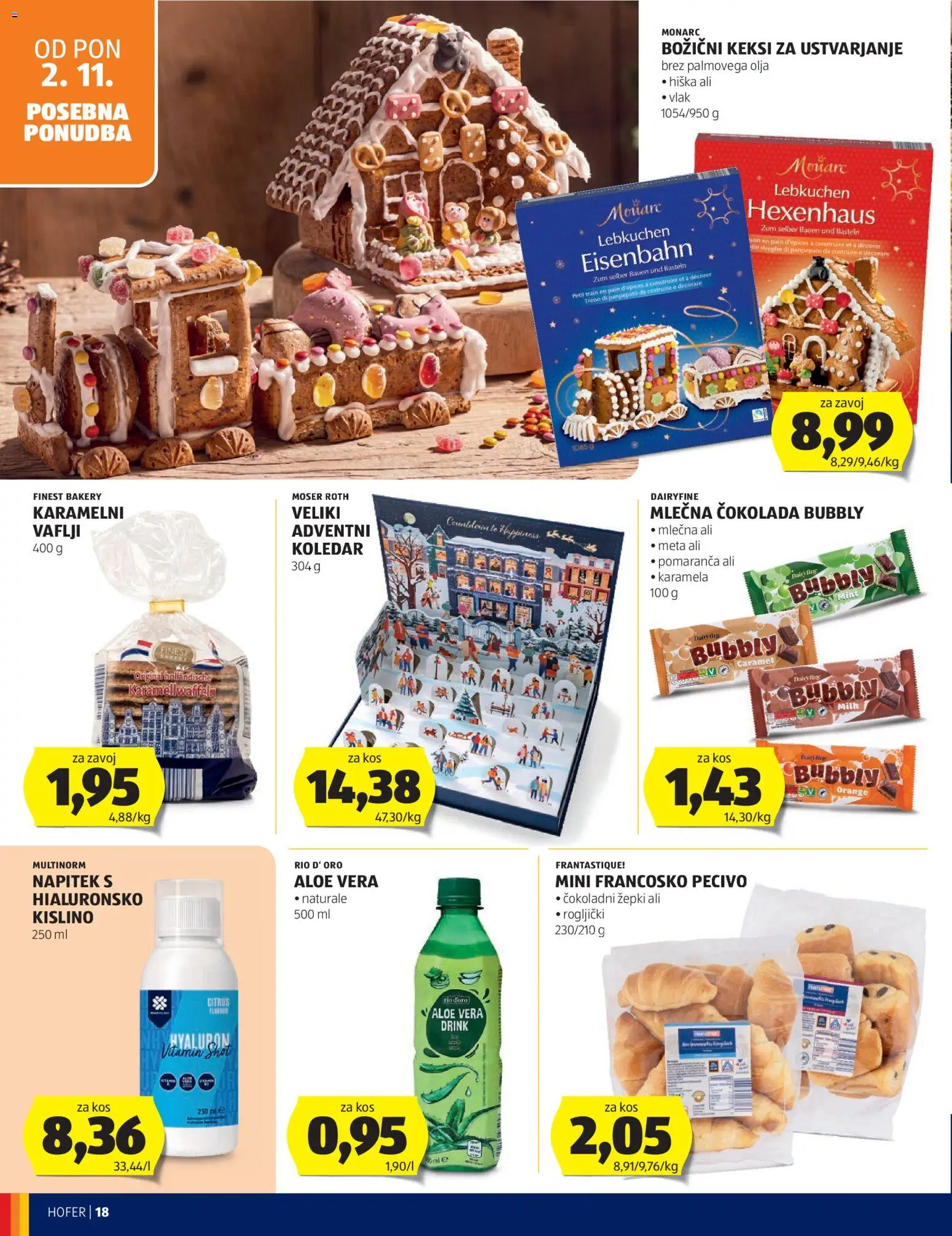 Hofer SI katalog | vrijedi od 28.10.2026 | Stranica: 18 | Proizvodi: Čokolada, Karamela, Pecivo, Aloe vera