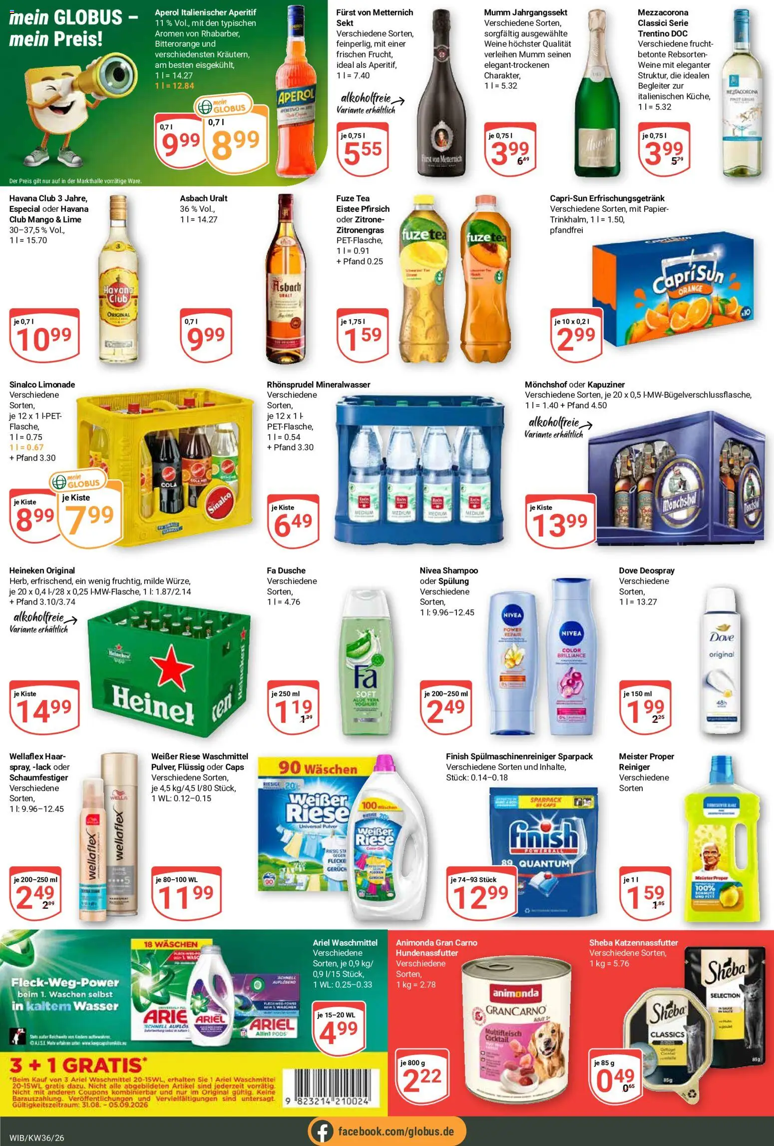 Globus Prospekt Wiesbaden-Nordenstadt – gültig ab 31.08.2026 | Seite: 10 | Produkte: Shampoo, Heineken, Waschmittel, Aperol