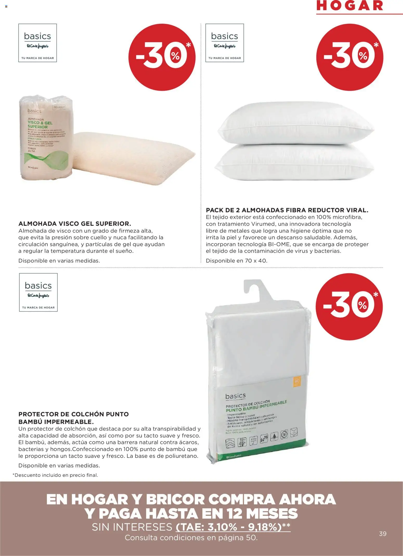 Hipercor catálogo │ válido desde el 16/07/2026 | Página: 39 | Productos: Colchon, Funda, Almohada