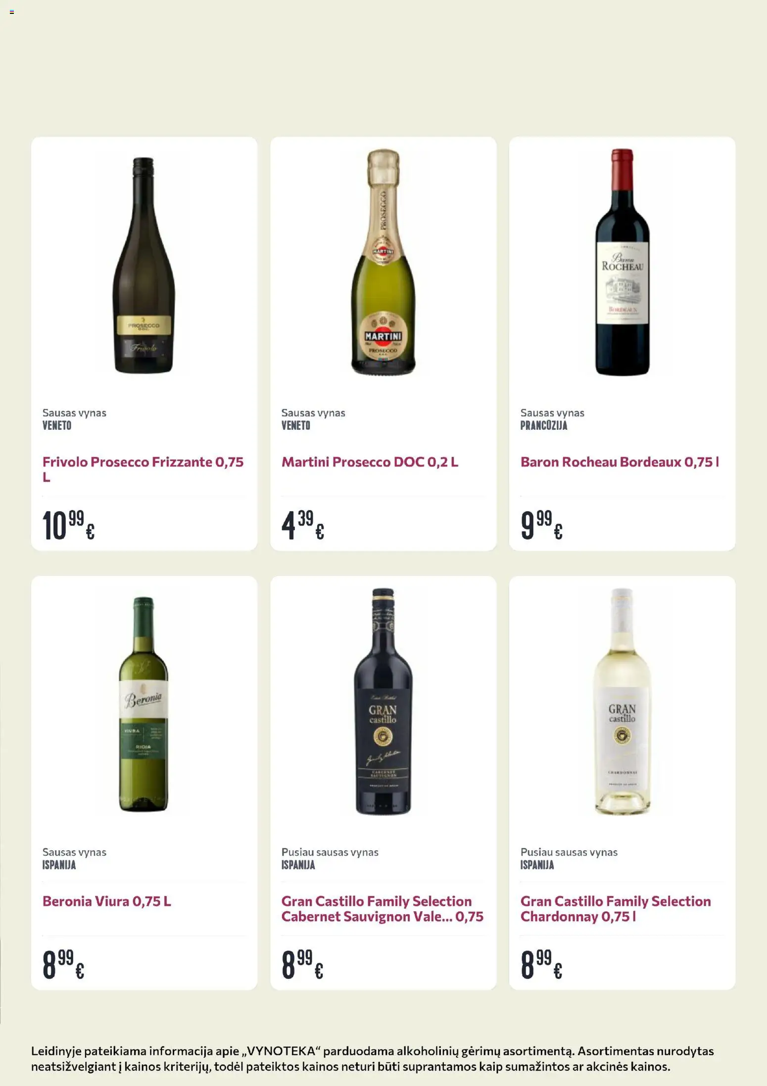 VYNOTEKA akcijos nuo 2026.08.10 | Puslapis: 12 | Prekių: Martini Prosecco, Vynas