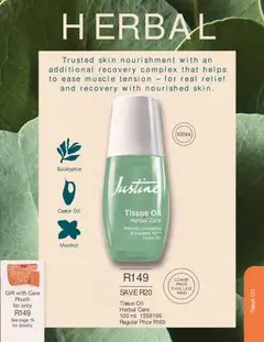 Justine specials catalogue – valid from 01.06.2026 | Page: 33 | Products: Tissue oil, Oil