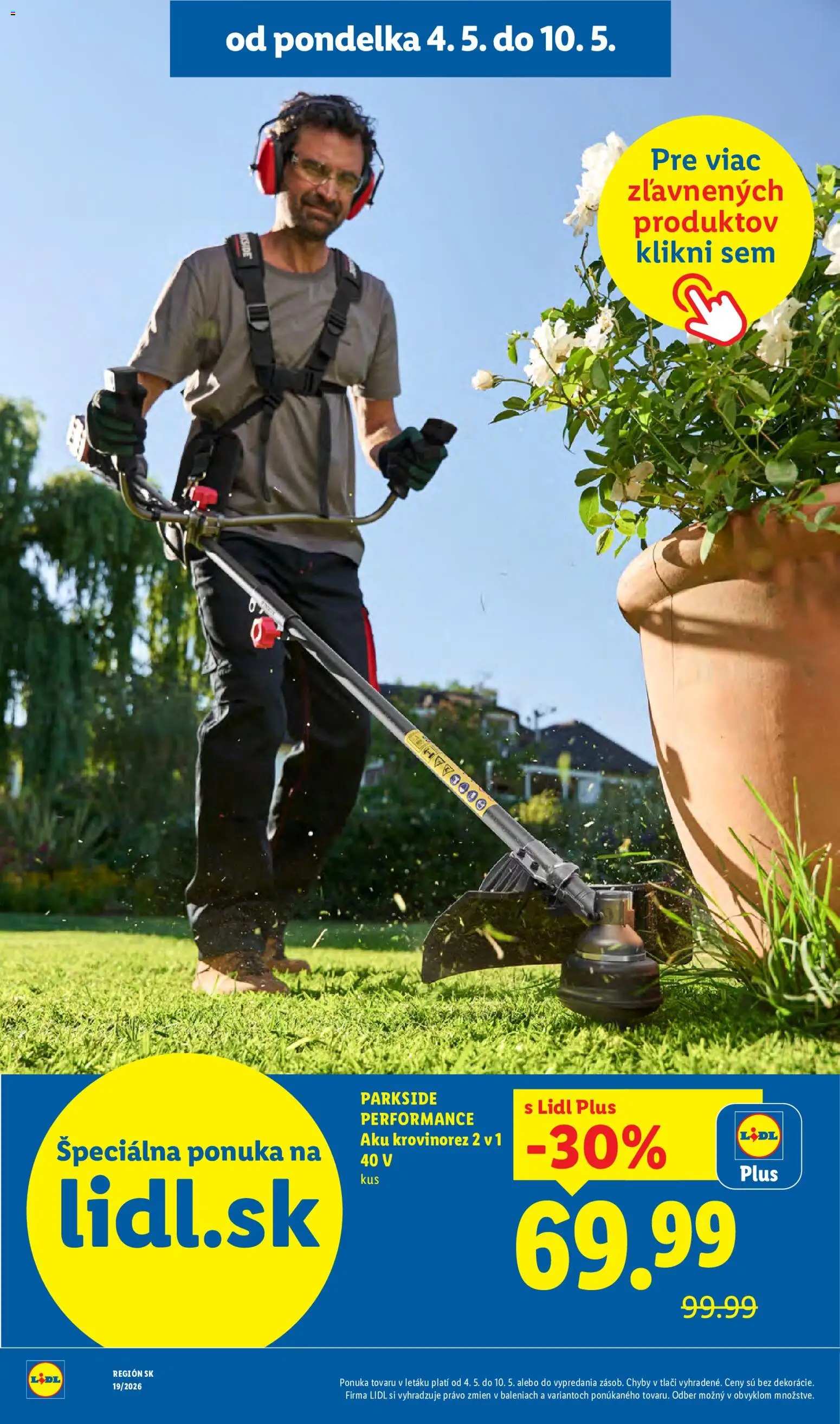 Nové Lidl akcie – leták je platný od 04.05.2026 | Strana: 12 | Produkty: Aku krovinorez, Krovinorez, Aku, Parkside