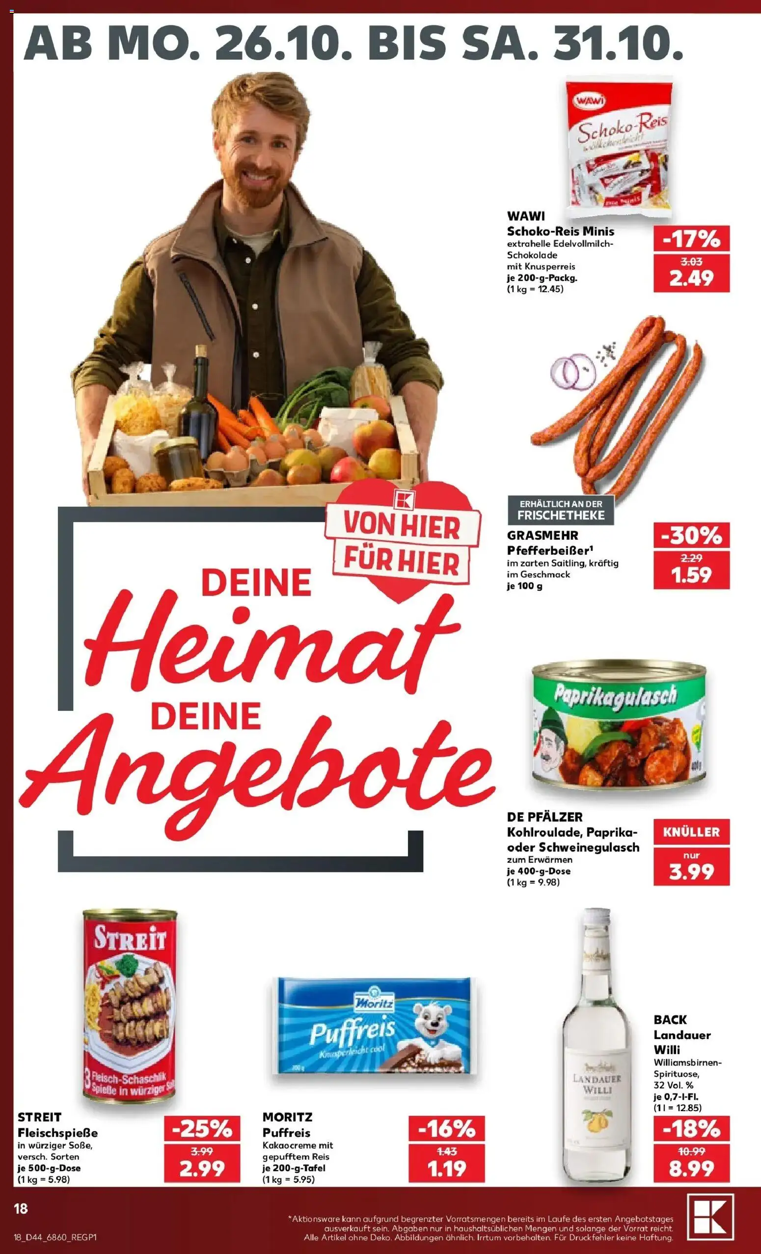 Prospekt Kaufland ab 26.10.2026 » Angebote Online zum Blättern | Seite: 22 | Produkte: Schweinegulasch, Schokolade, Paprika, Reis
