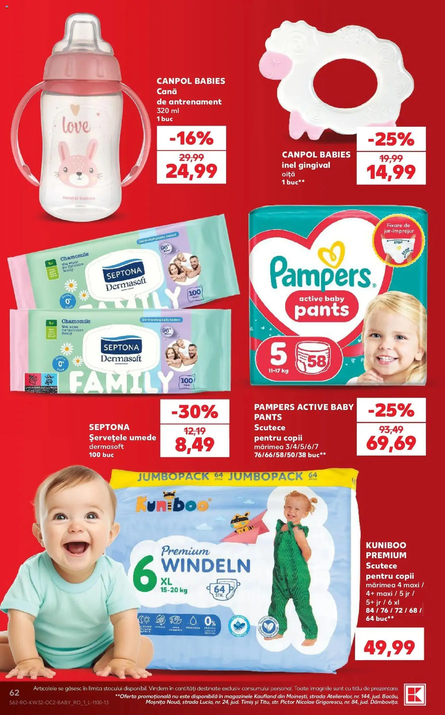 Noul catalog Kaufland – valabil de la 05.08.2026 | Pagină: 62 | Produse: Scutece pentru copii, Inel, Active, Scutece