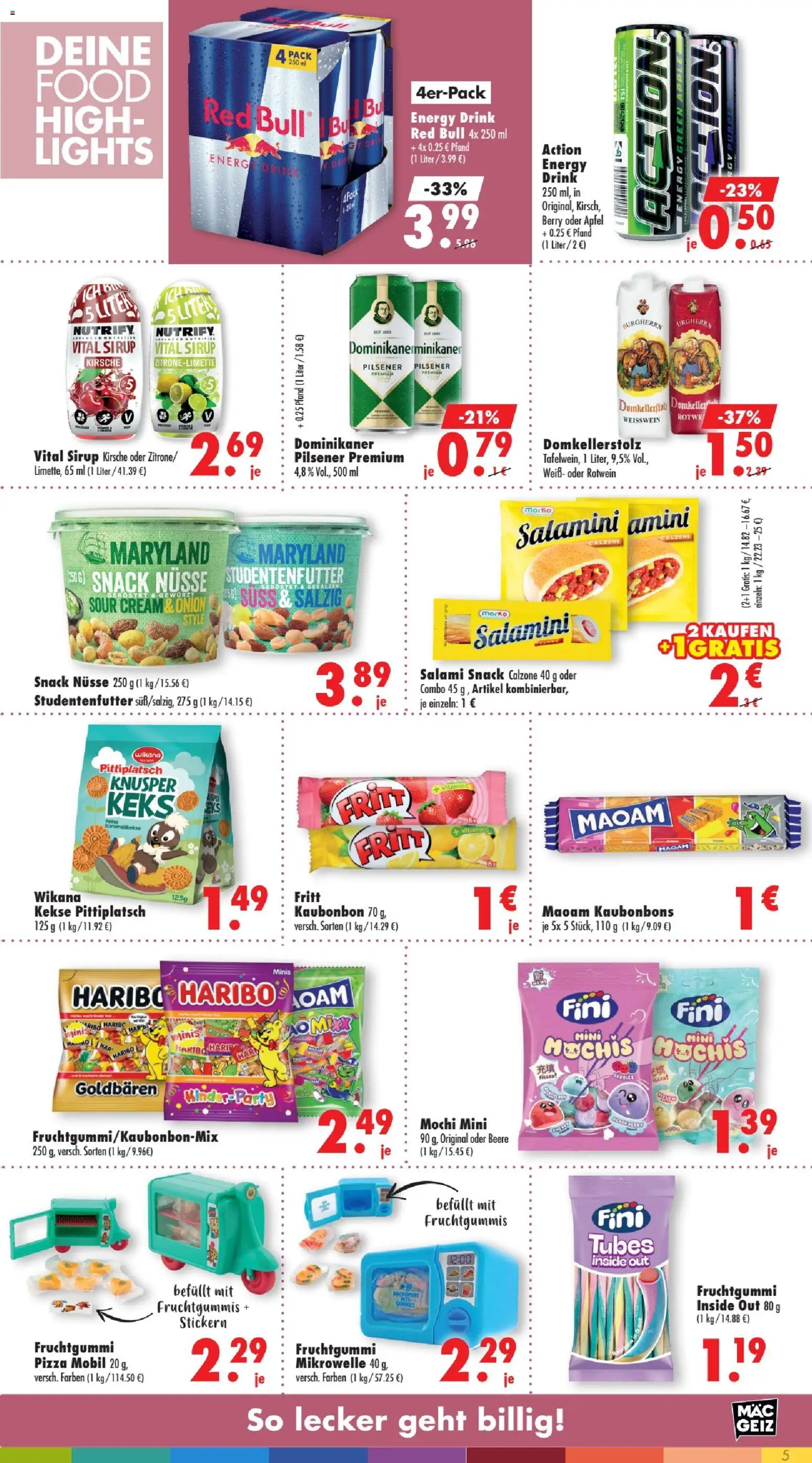 Mäc Geiz Prospekt – gültig ab 01.06.2026 | Seite: 5 | Produkte: Red bull, Äpfel, Pizza, Mochi