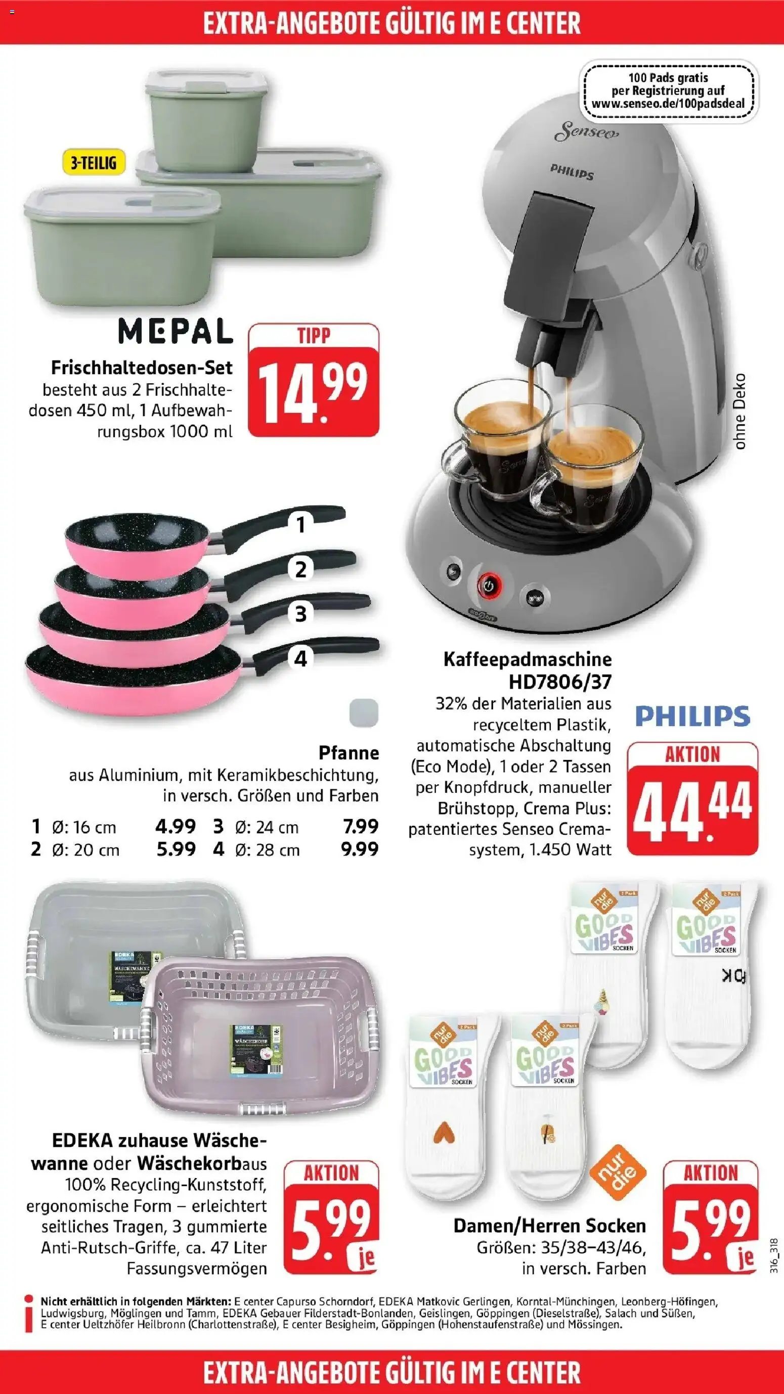 Edeka Prospekt Aalen (ab 31.08.2026) » Angebote Online | Seite: 56 | Produkte: Philips, Senseo, Socken