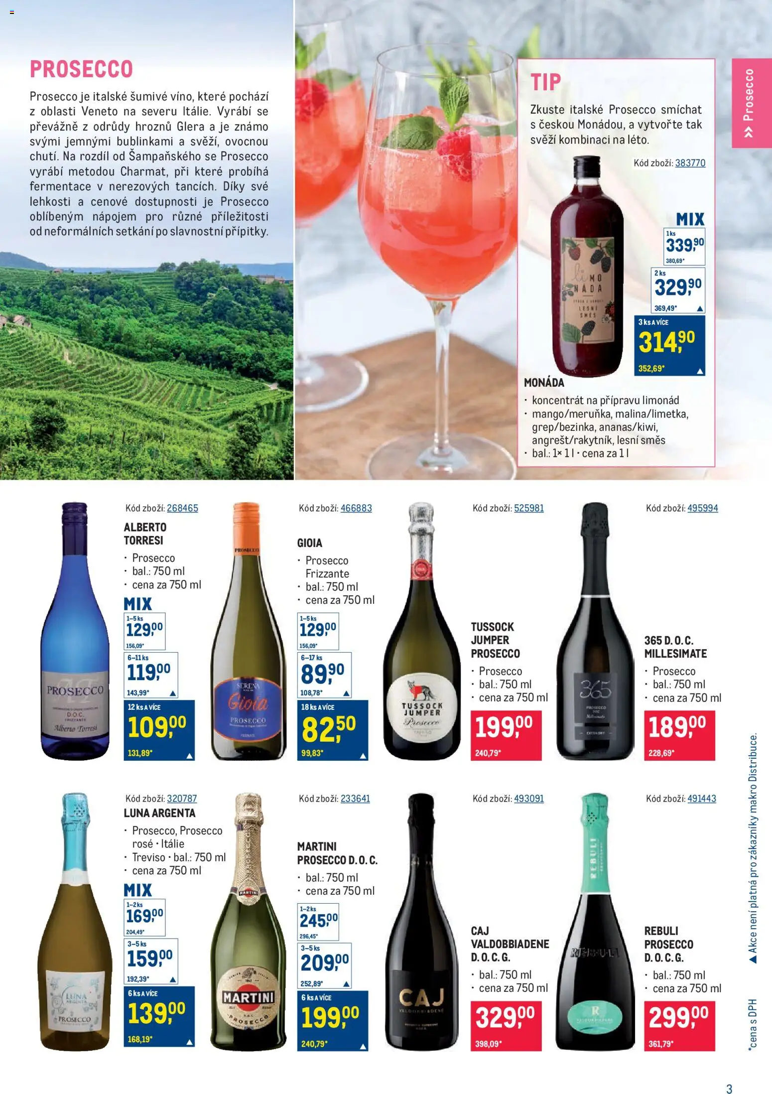 Makro leták - Letní drinky od 17.06.2026 | Strana: 3 | Produkty: Prosecco, Martini, Frizzante, Prosecco rosé